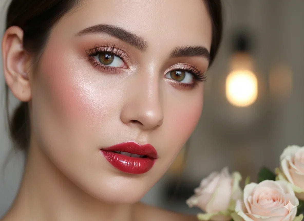 Valentine’s Day makeup 2026 Soft Glam aesthetic Frosted Cheeks trend Glass skin routine Vinyl lips tutorial