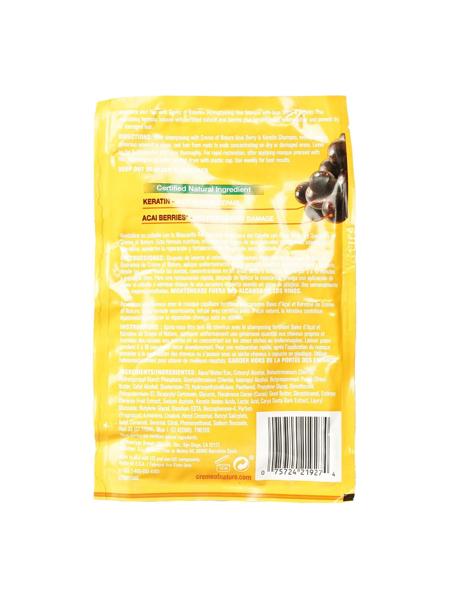 Creme of Nature Acai Berry & Keratin Strengthening Hair Mask 1.75 OZ