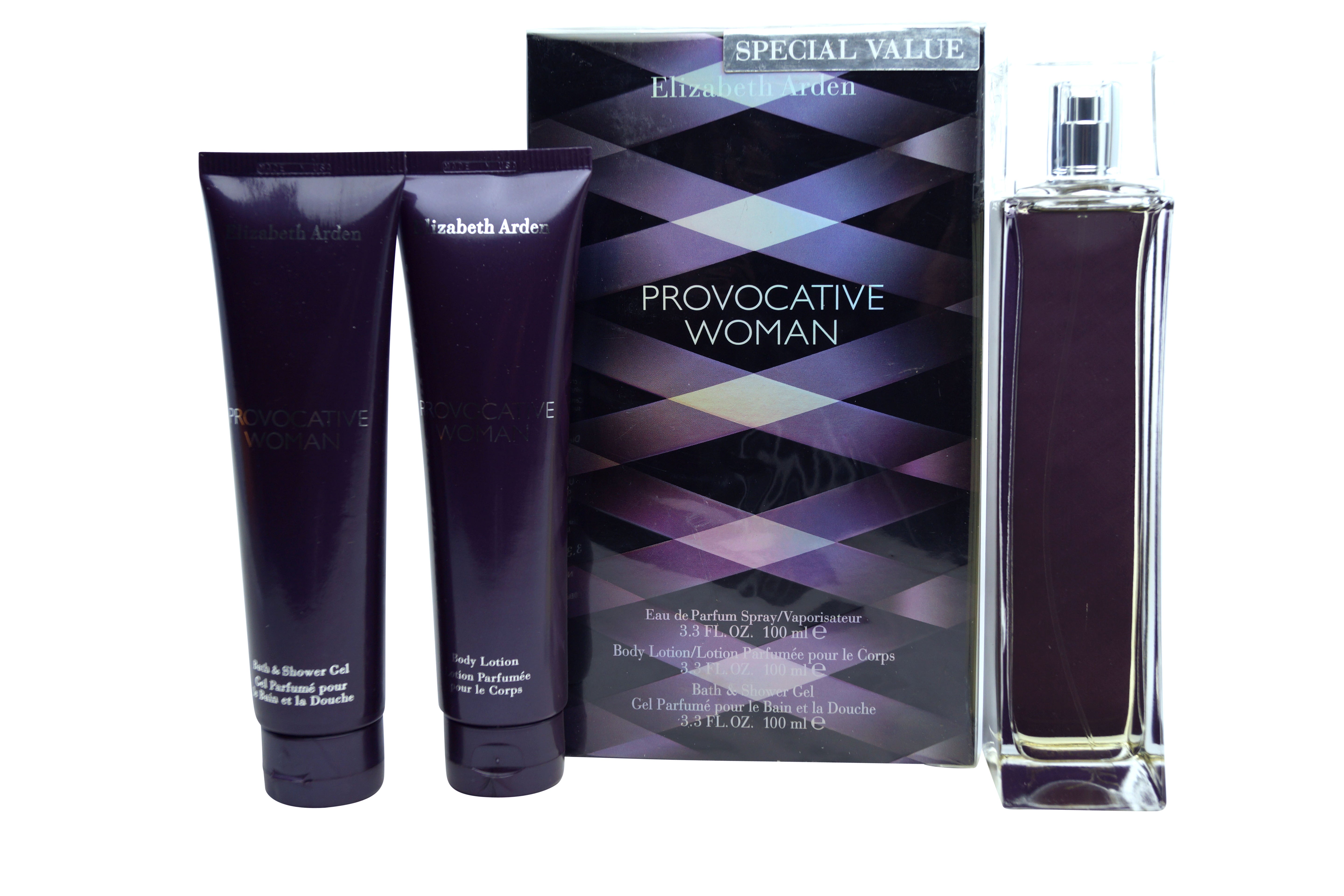 Elizabeth Arden Provocative for Women Gift Set EDP 3.3 oz & Body Lotion 3.3 oz & Shower Gel 3.3 oz