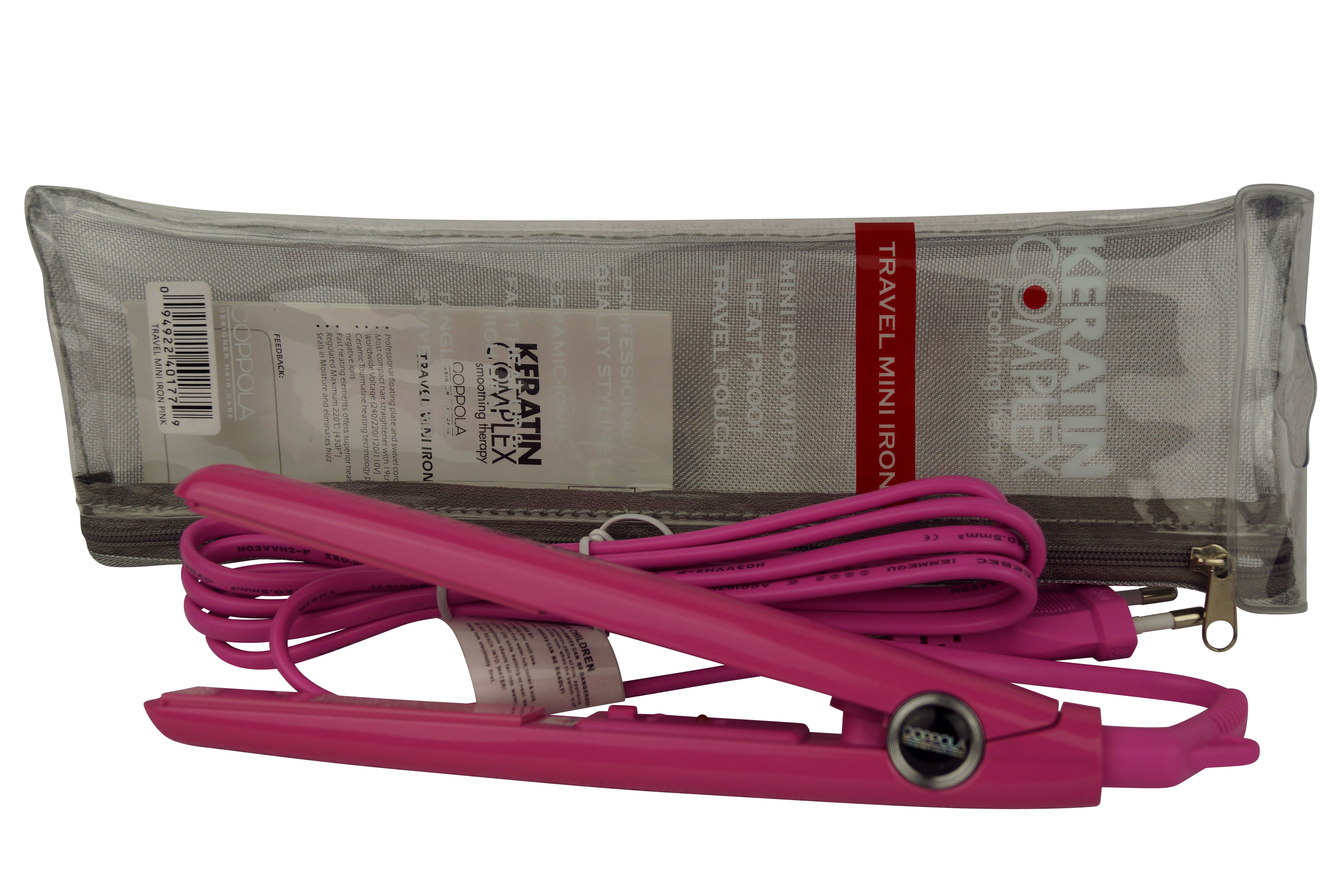 Keratin Complex Mini Travel Flat Iron 3/4" Ceramic Pink