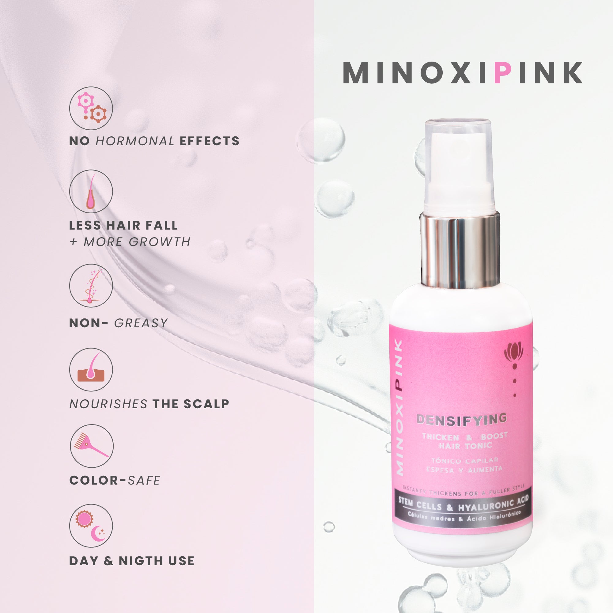Jema Cosmetics MinoxiPink Densifying Hair Tonic Fine & Thinning Hair 2.02 OZ