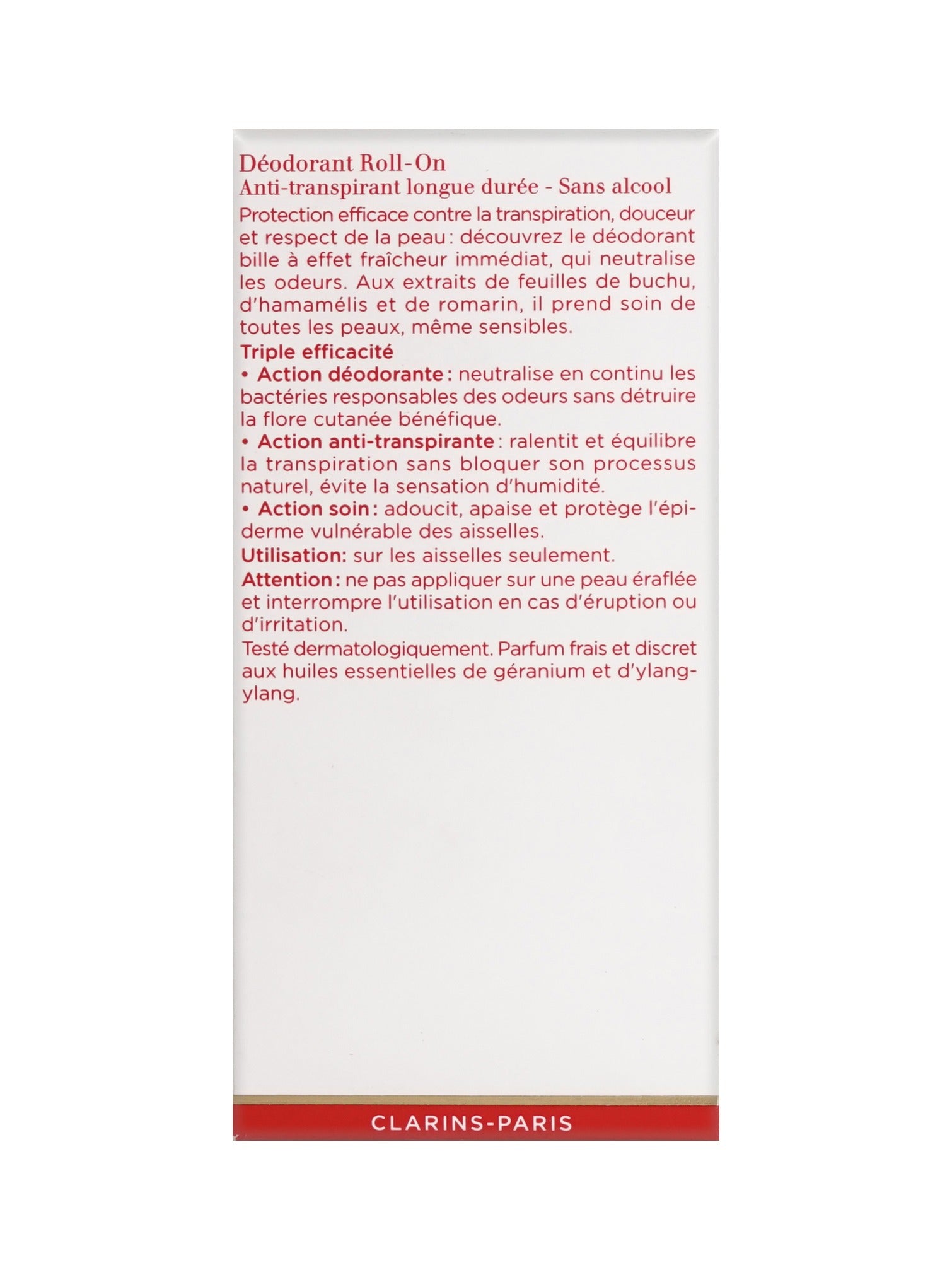 Clarins Roll On Deodorant Anti Perspirant Alcohol Free 1.7 OZ
