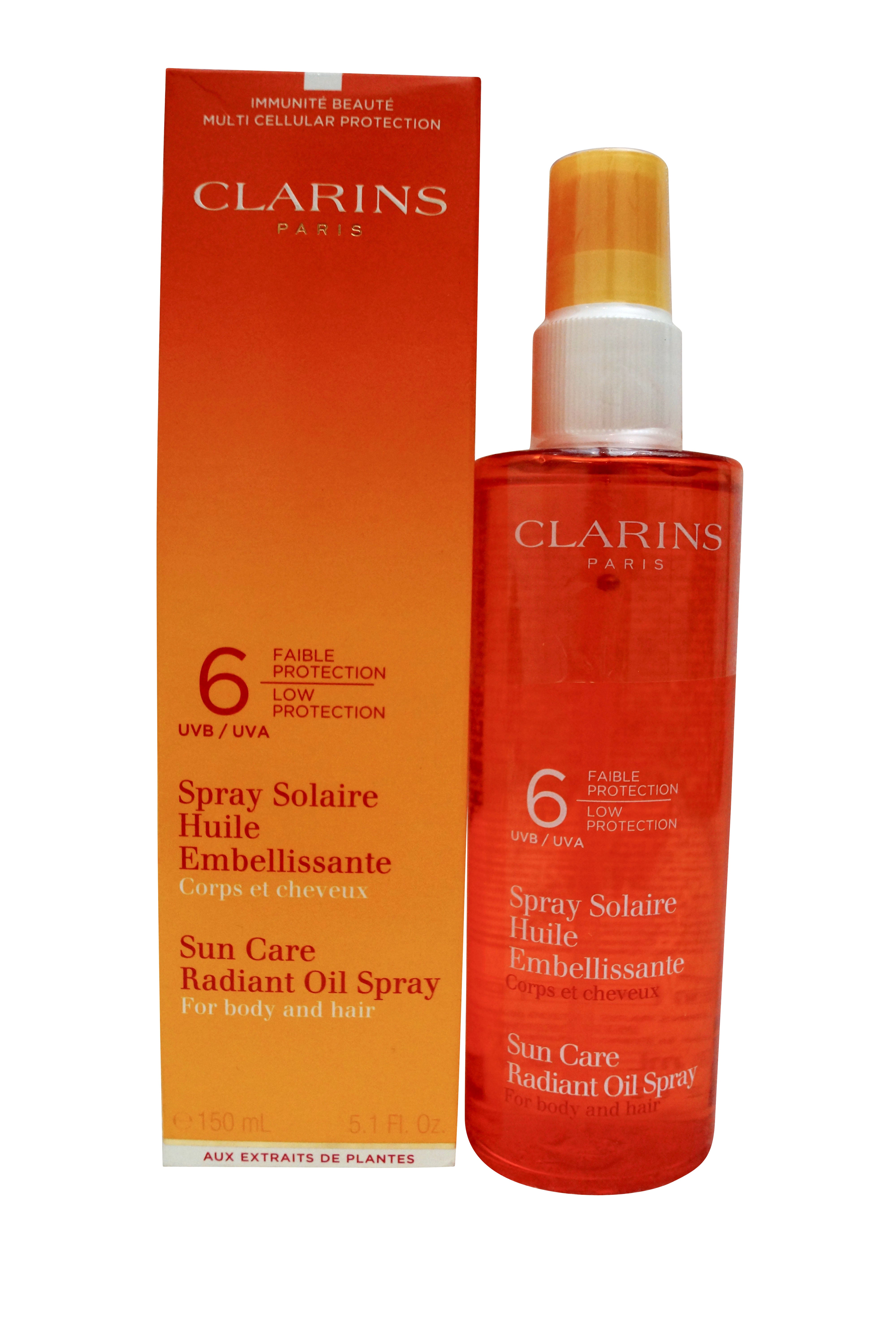 Clarins Sun Care Radiant Oil Spray for Body and Hair for Dark Skin Tones or Already Tanned Skin 5.1 oz
