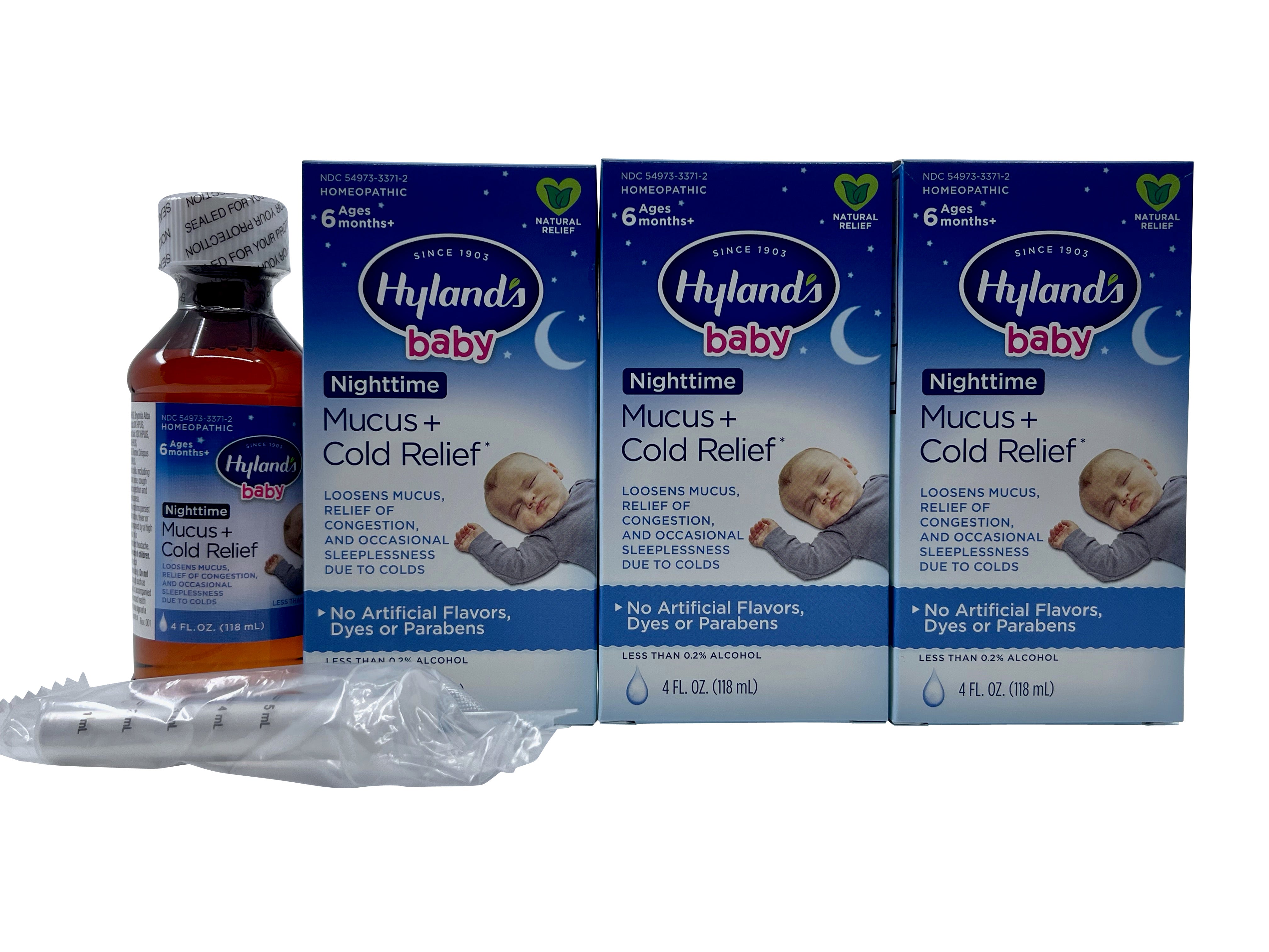 Hylands Baby Nighttime Mucus & Cold Relief 6 Months+ 4 OZ Set of 3
