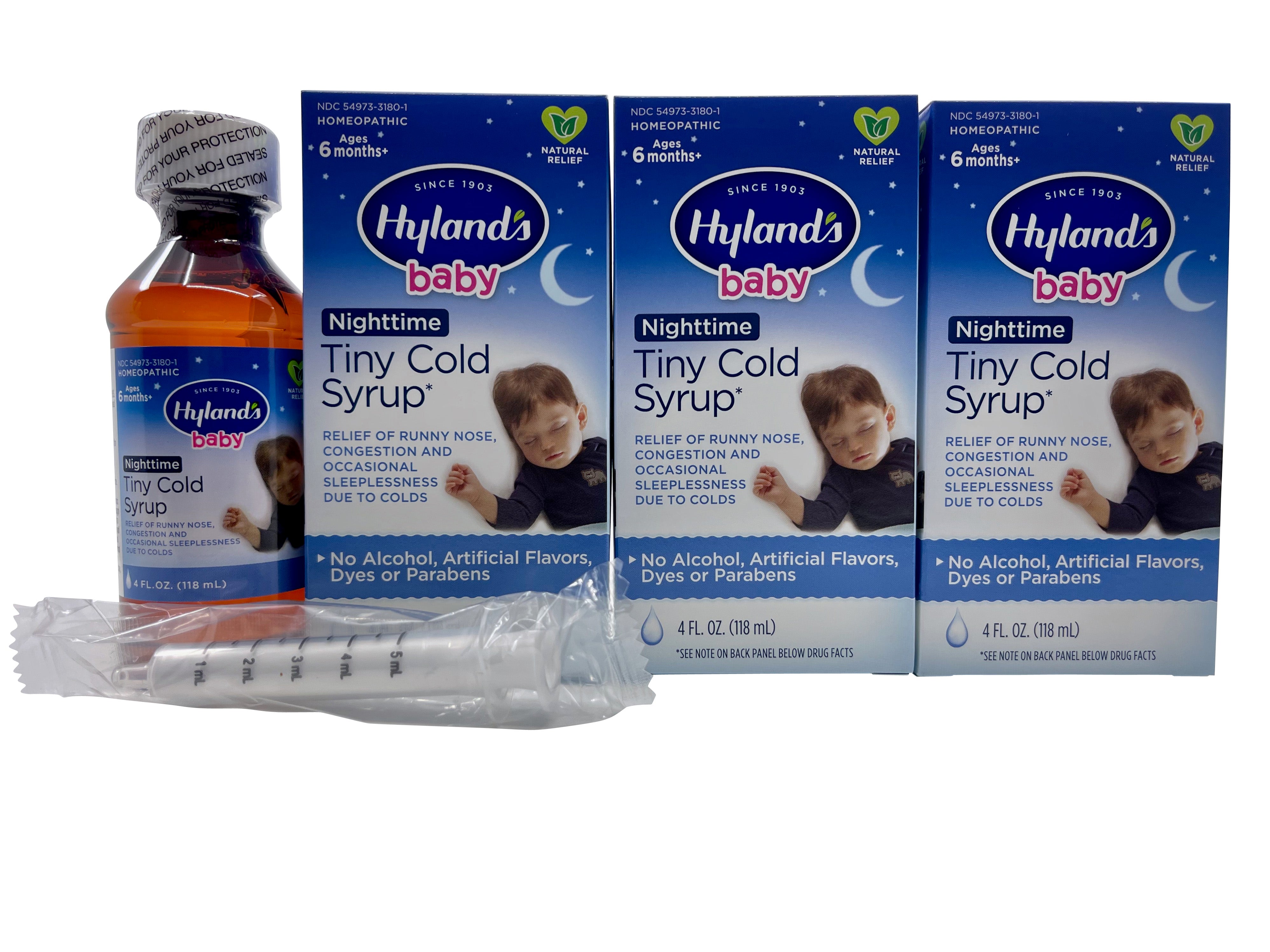 Hylands Baby Nighttime Tiny Cold Syrup Ages 6 Months+ 4 OZ Set of 3