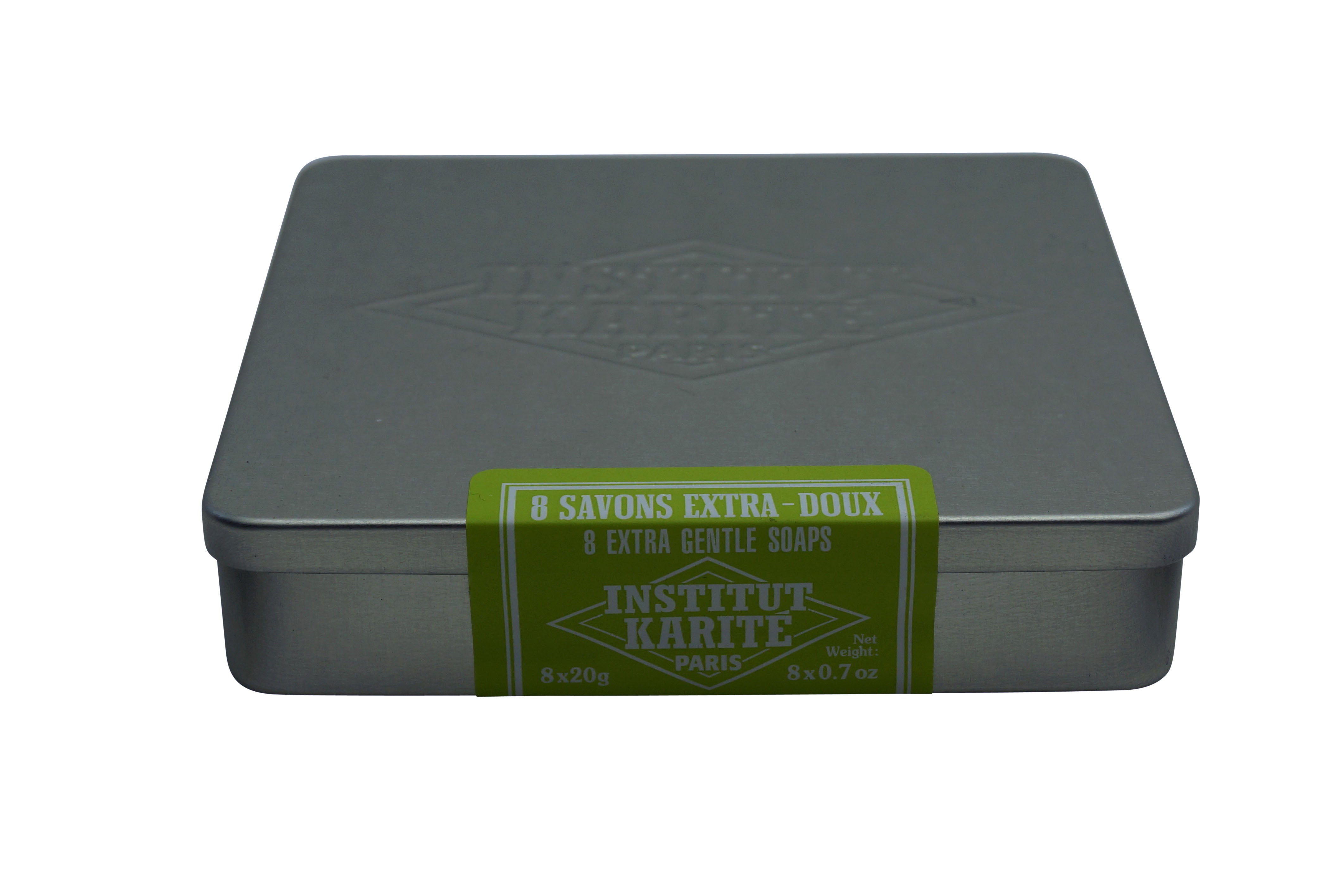 Institut Karite Paris Metal Tin 8 Extra Gentle Guest Soaps Honeysuckle