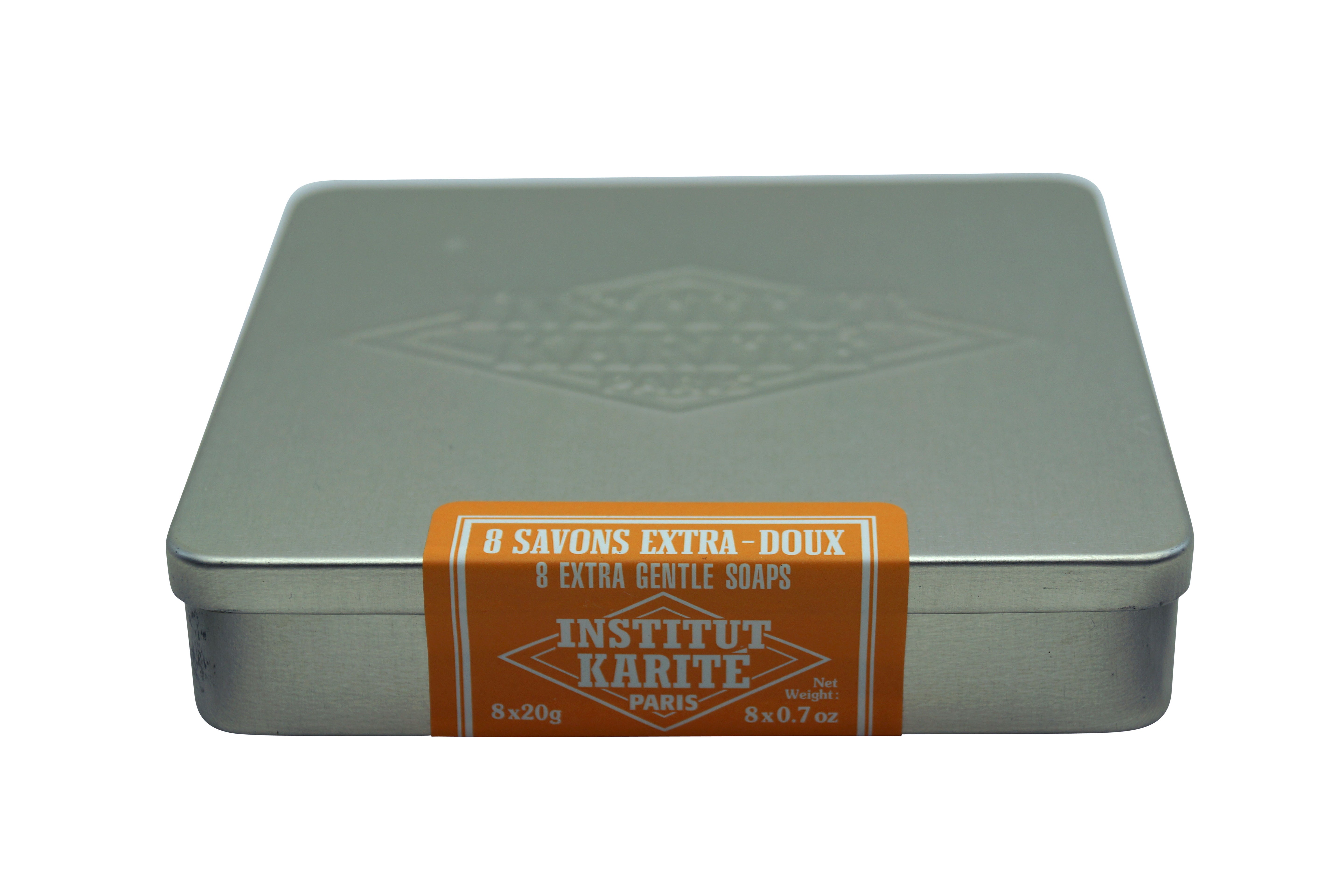 Institut Karite Paris Metal Tin 8 Extra Gentle Guest Soaps Almond Honey