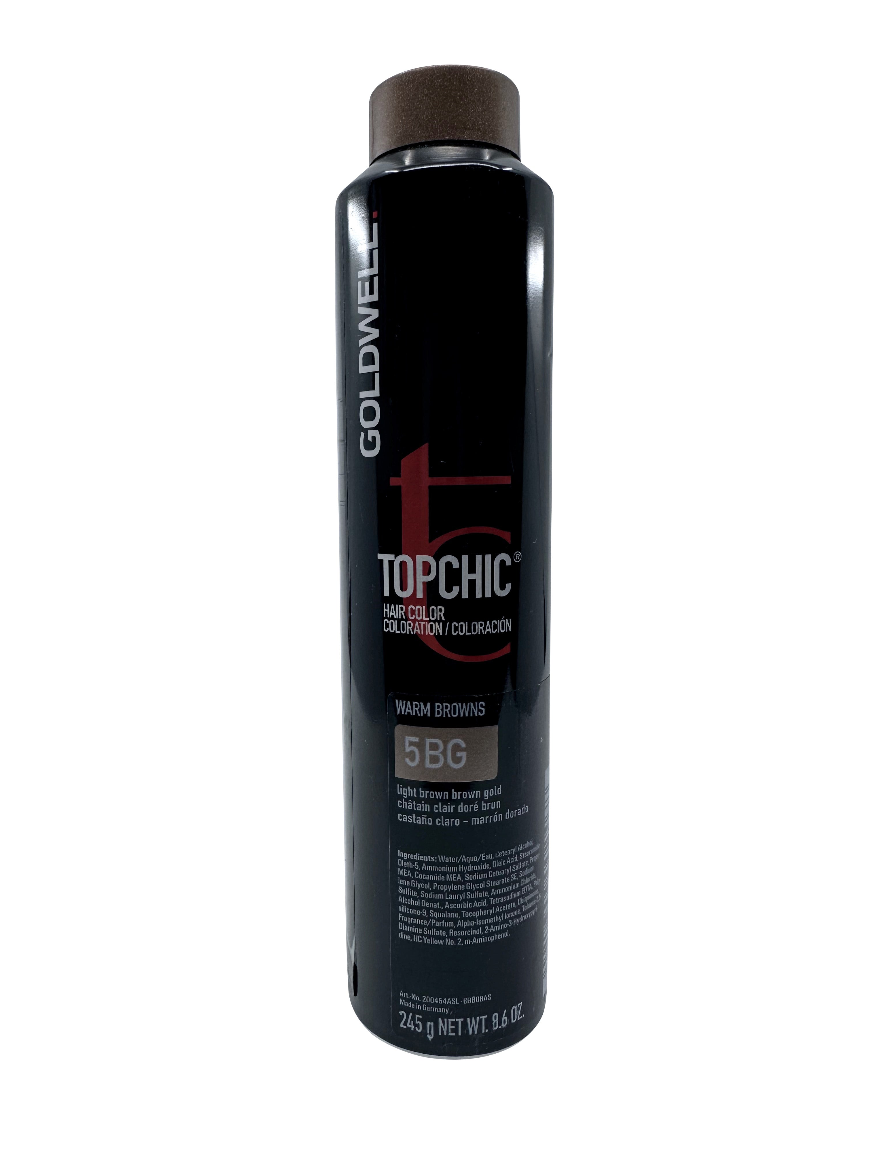 Goldwell Topchic Hair Color Warm Browns 5BG Light Brown Brown Gold 8.6 OZ