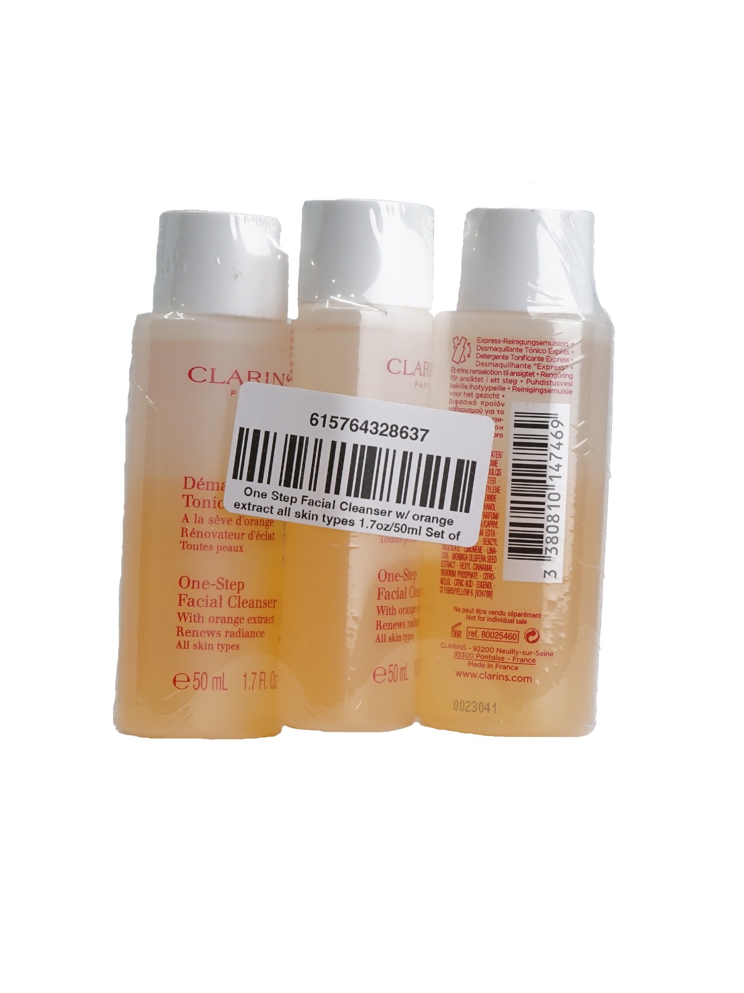 Clarins One Step Facial Cleanser Orange Extract 1.7 OZ Set of 3