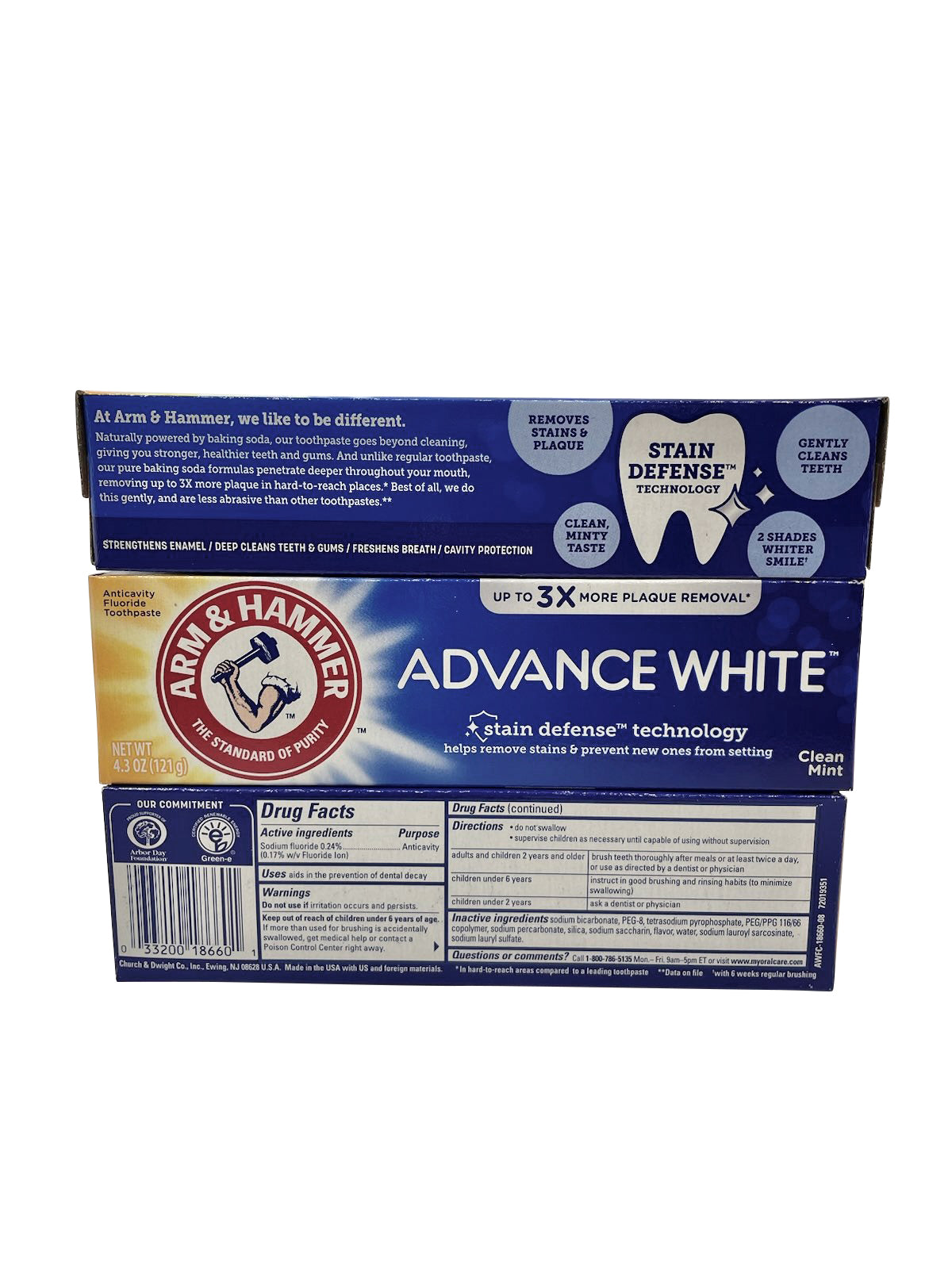 Arm & Hammer Advanced White Toothpaste Clean Mint 4.3 OZ Pack of 3
