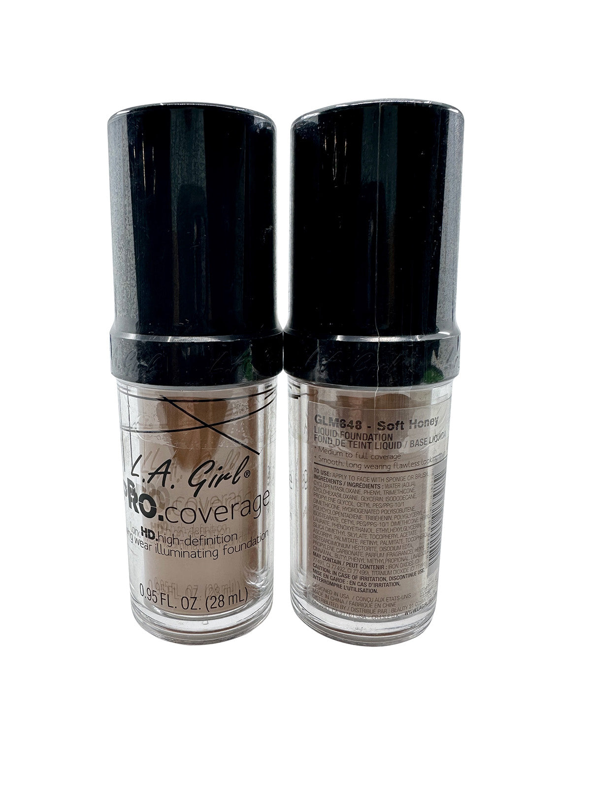 L.A. Girl Pro Coverage Definition Long Wear Foundation Soft Honey 0.95 OZ 2 pack