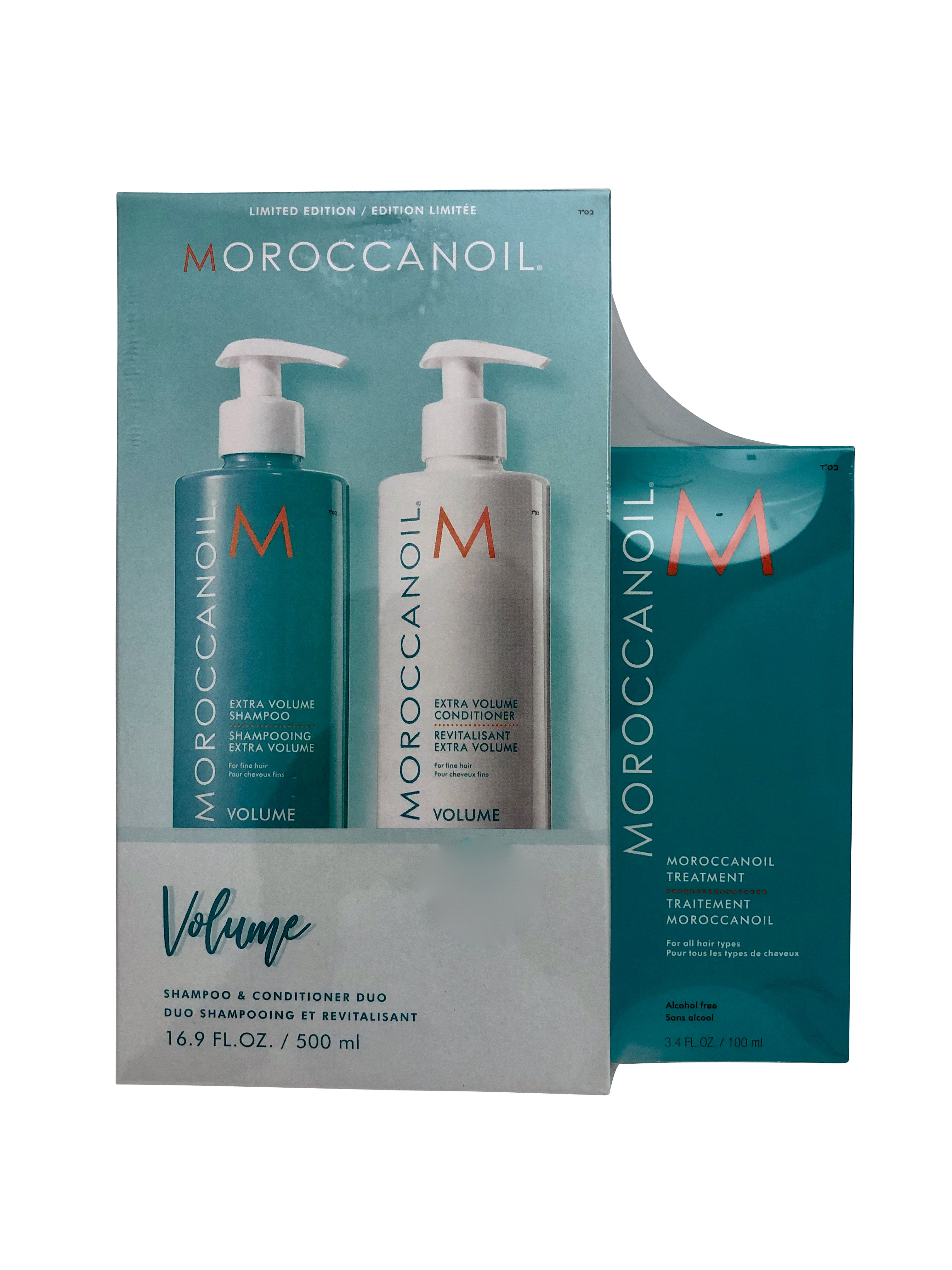 Moroccanoil Volume Shampoo Conditioner 16.9 OZ & Original Treatment 3.4 OZ Set