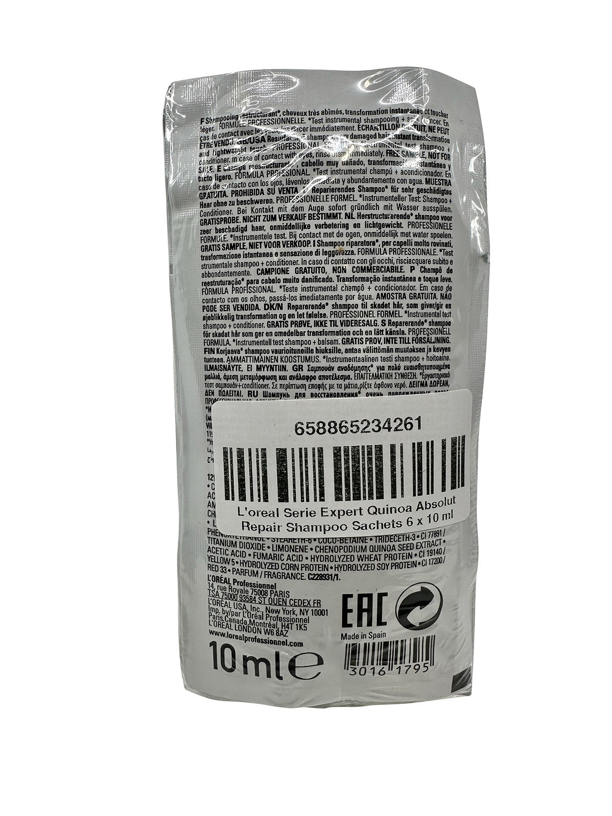 L'Oreal Serie Expert Quinoa Absolut Repair Shampoo Sachets 6 x 10 ML