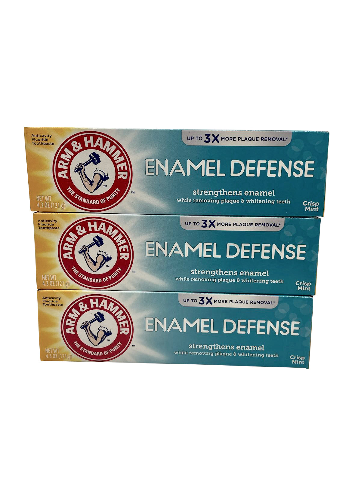 Arm & Hammer Enamel Defense Toothpaste Crisp Mint 4.3 OZ Pack of 3