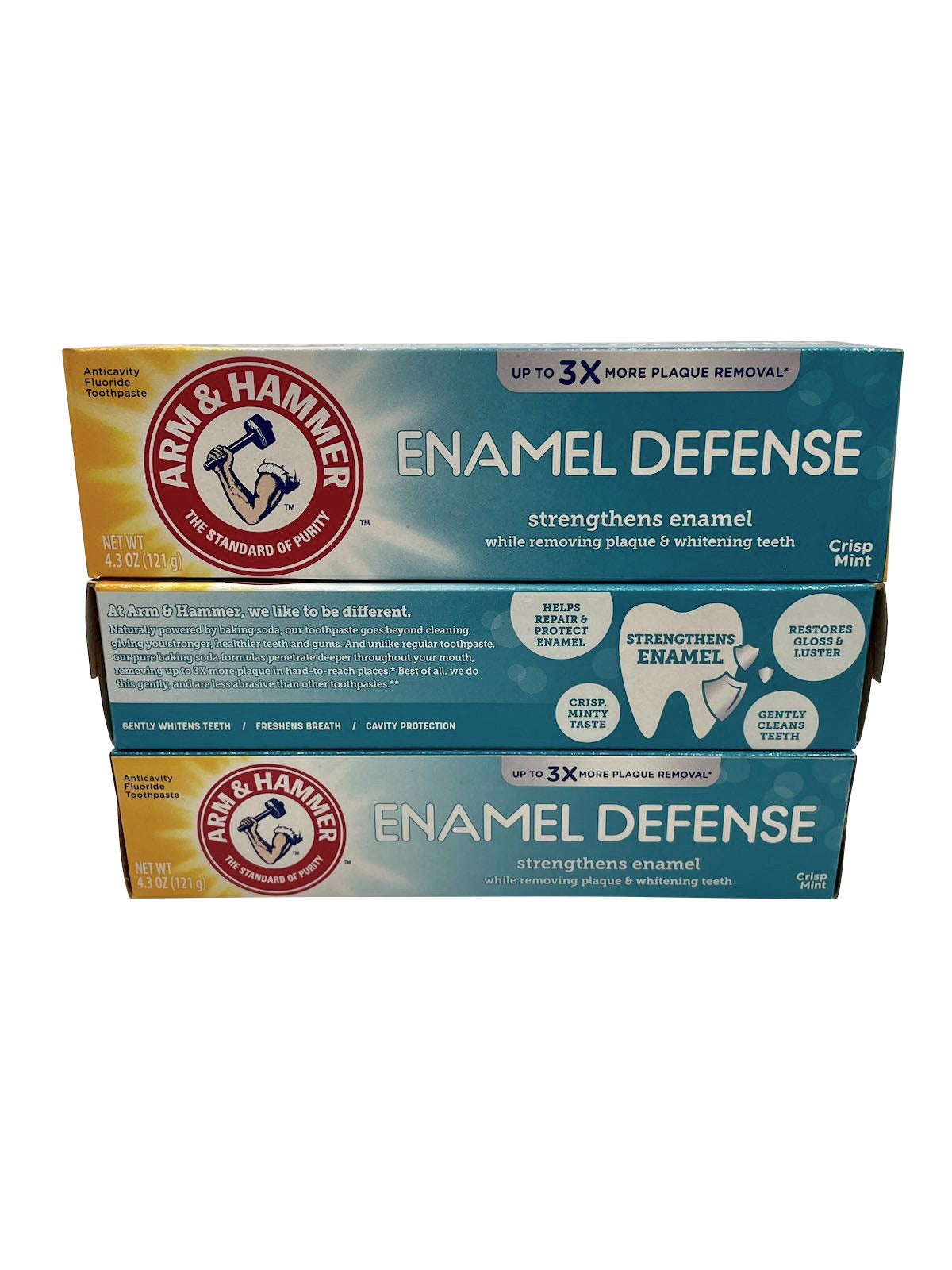 Arm & Hammer Enamel Defense Toothpaste Crisp Mint 4.3 OZ Pack of 3