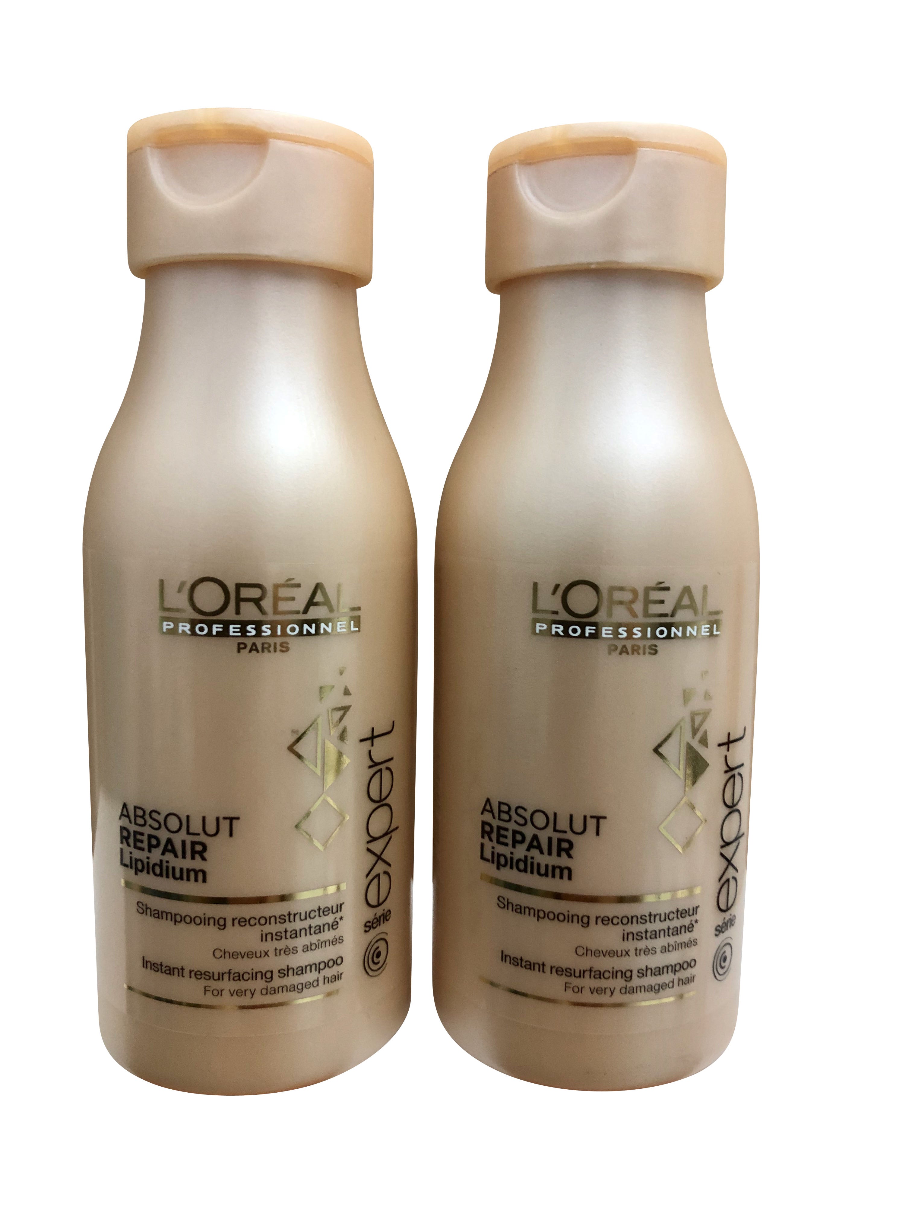 L'Oreal Absolut Repair Lipidium Shampoo  3.4 OZ Travel Size set of Two