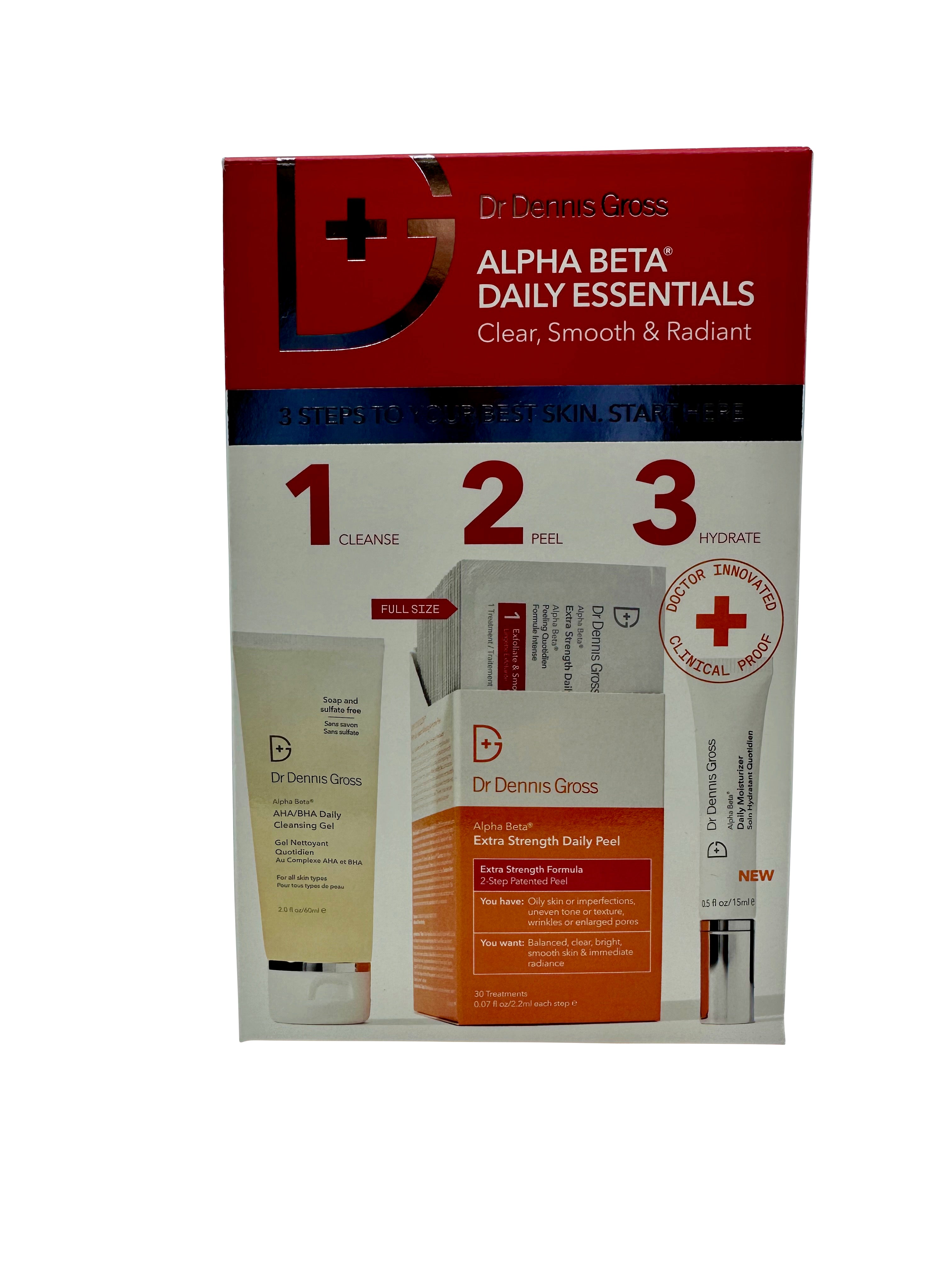 Dr Dennis Gross Alpha Beta Daily Essentials Kit All Skin Types 3 Piece Set