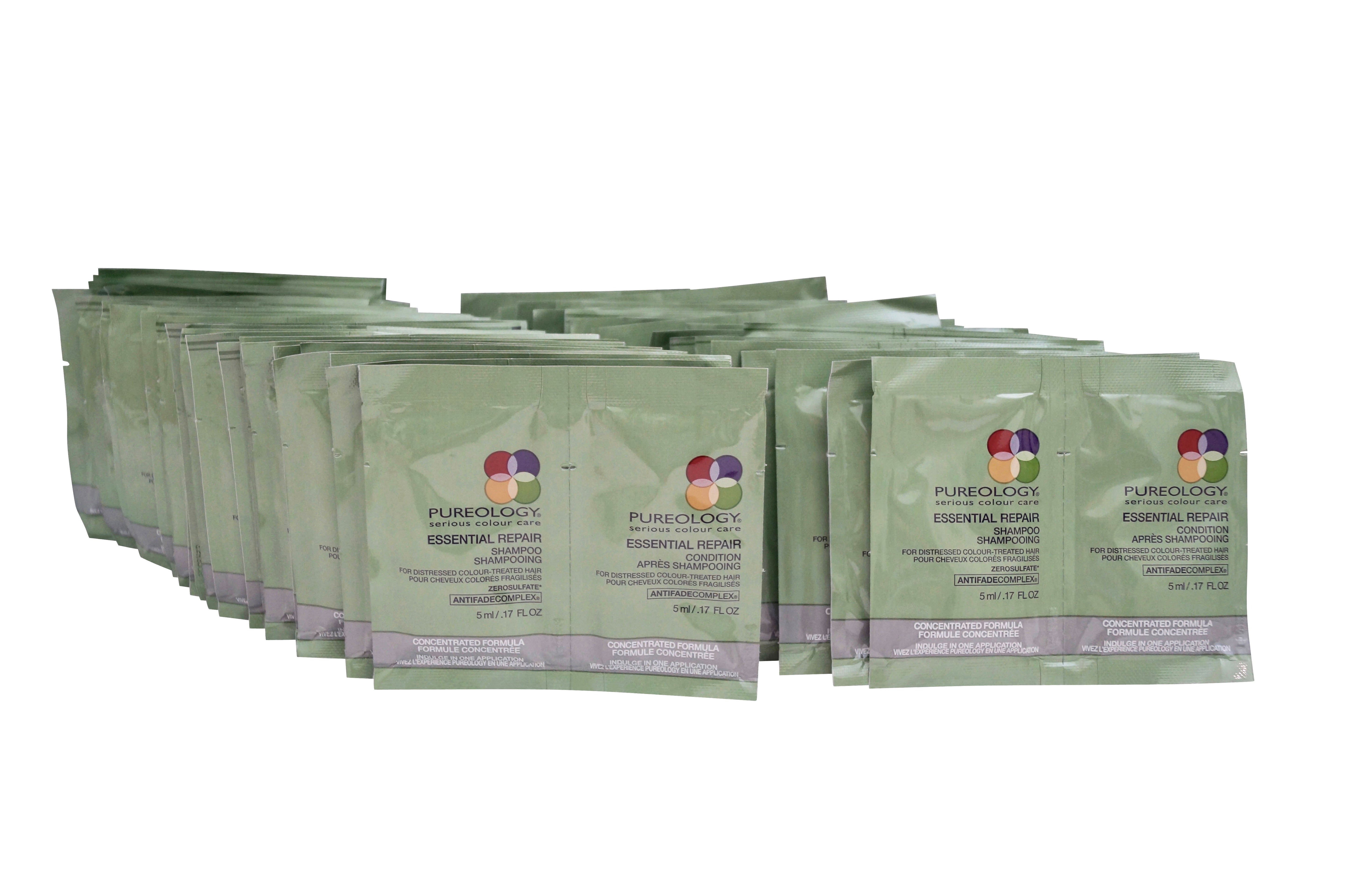 Pureology Essential Repair Shampoo Conditioner .17 OZ Travel Sachets Set of 50