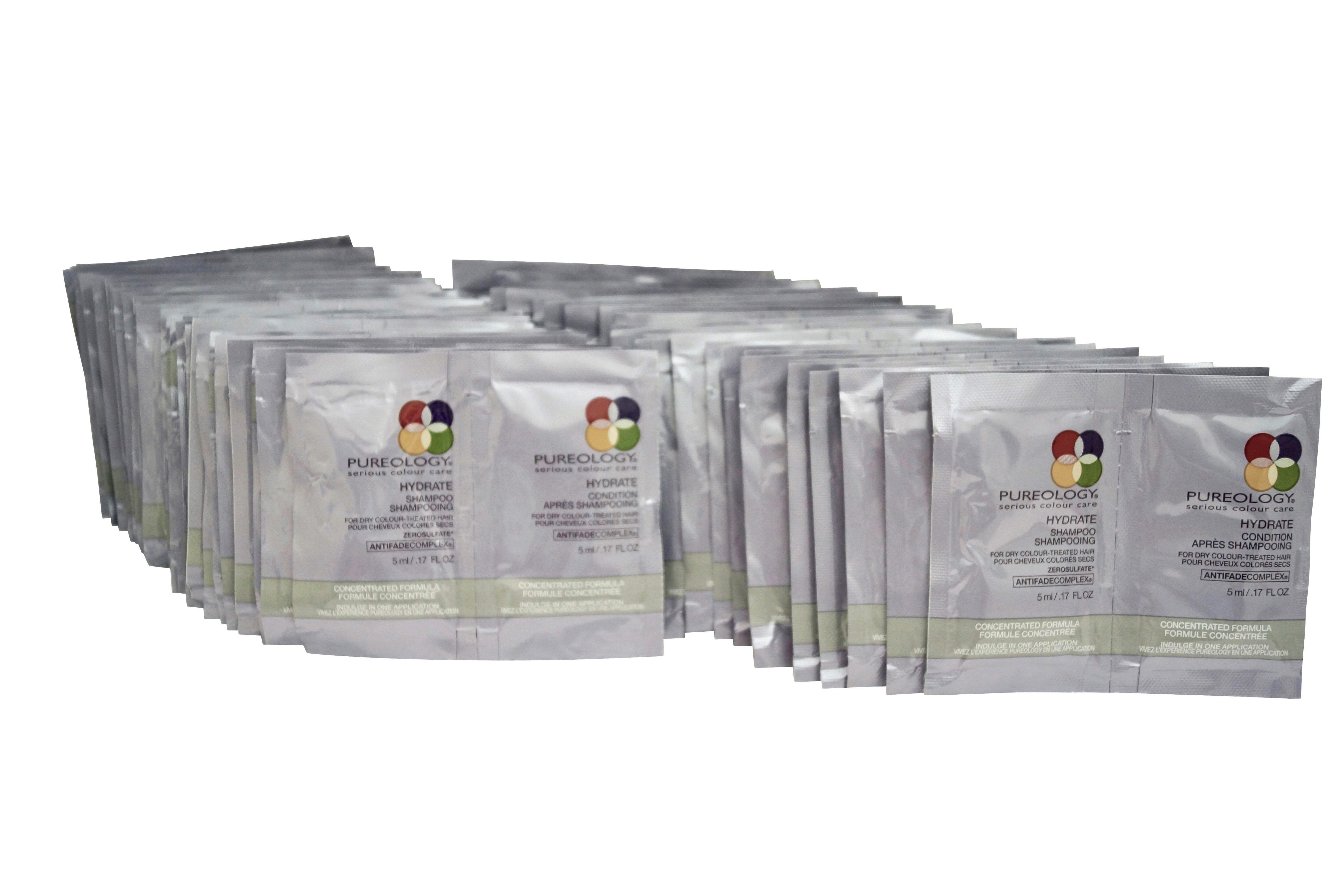 Pureology Hydrate Shampoo & Conditioner .17 OZ Travel Sachets Set of 50