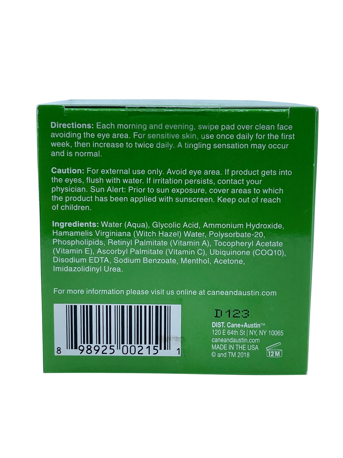 Cane Austin Retexture Pad 10% Glycolic Acid 60 Peels