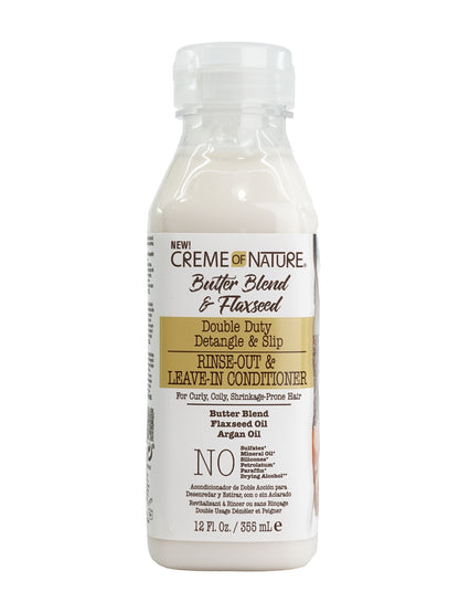 Creme of Nature Butter & Flaxseed Double Duty Detangle & Slip Conditioner 12 OZ