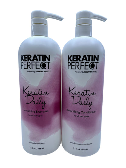 Keratin Perfect Keratin Daily Smoothing Shampoo & Conditioner All Types 32 OZ