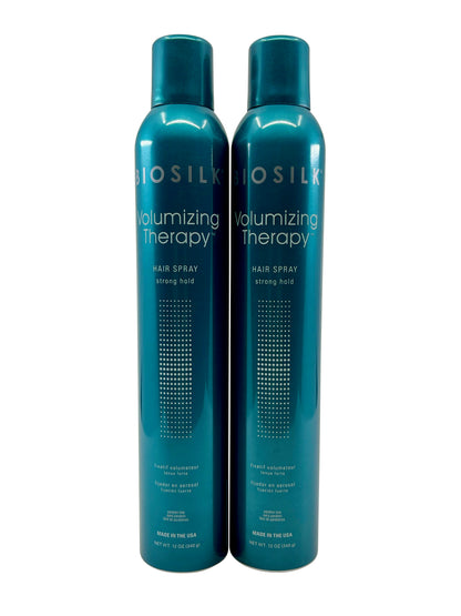 Biosilk Volumizing Therapy Hair Spray Strong Hold 12 OZ Set of 2