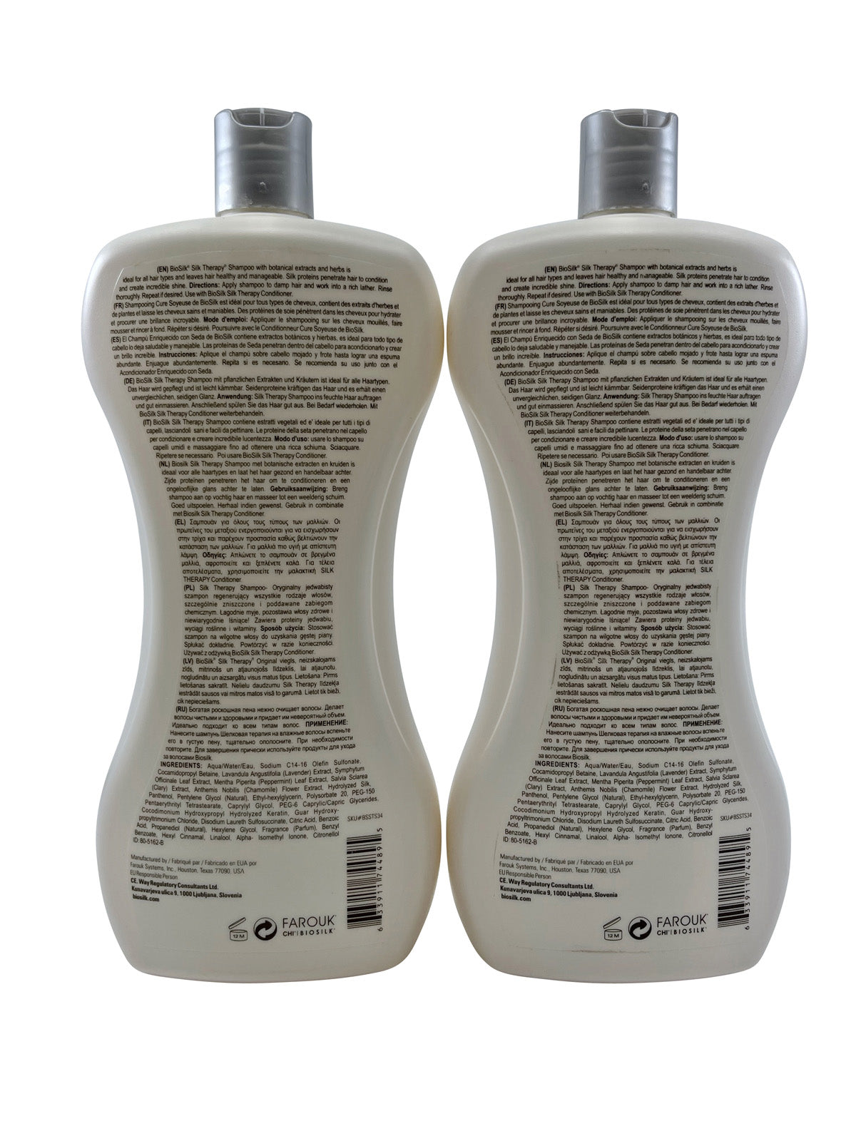 Biosilk Silk Therapy Shampoo Sulfate Free 34 OZ Set of 2