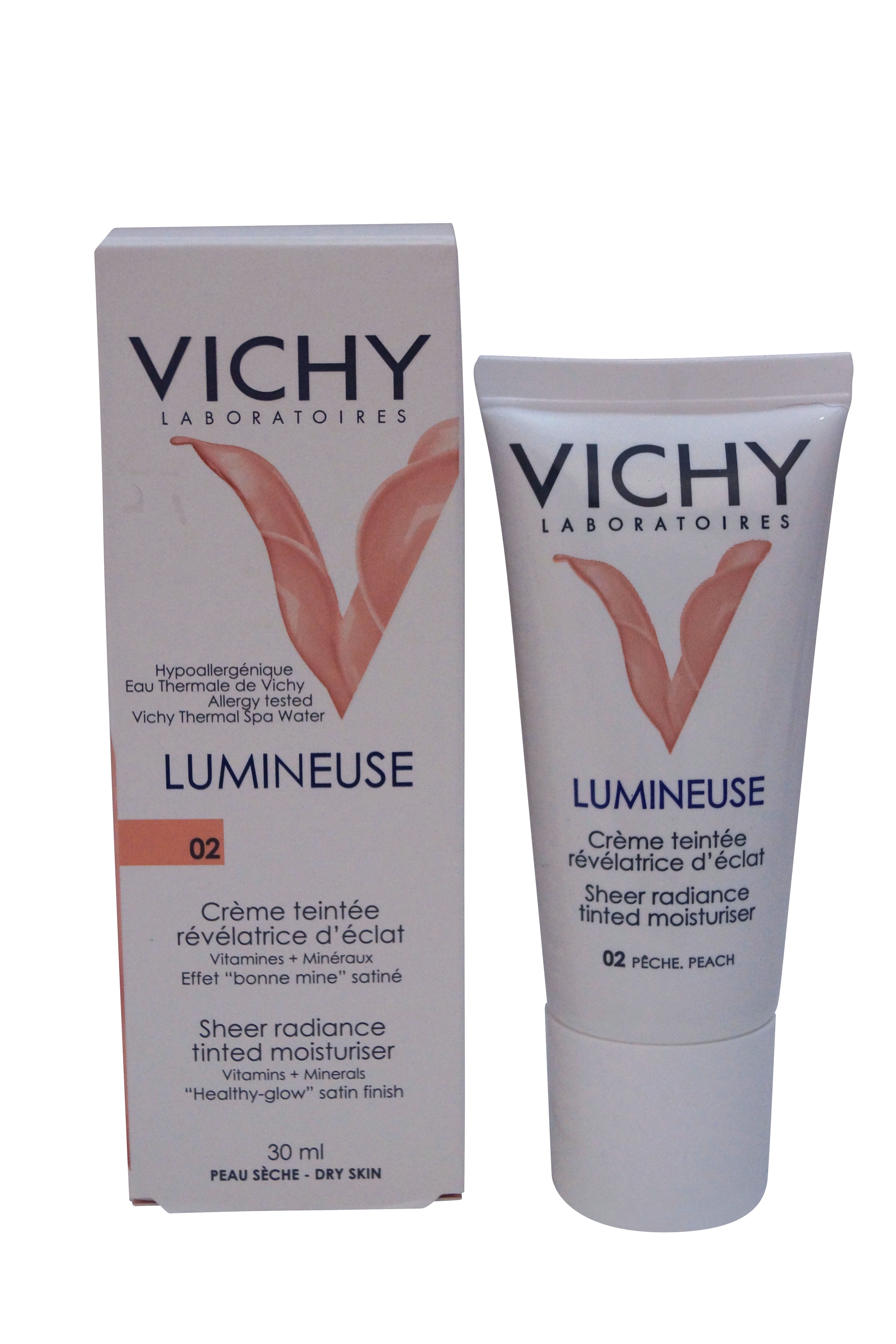 Vichy Lumineuse Sheer Radiance Tinted Moisturiser 02 Peach Nude Dry Skin 30 ml