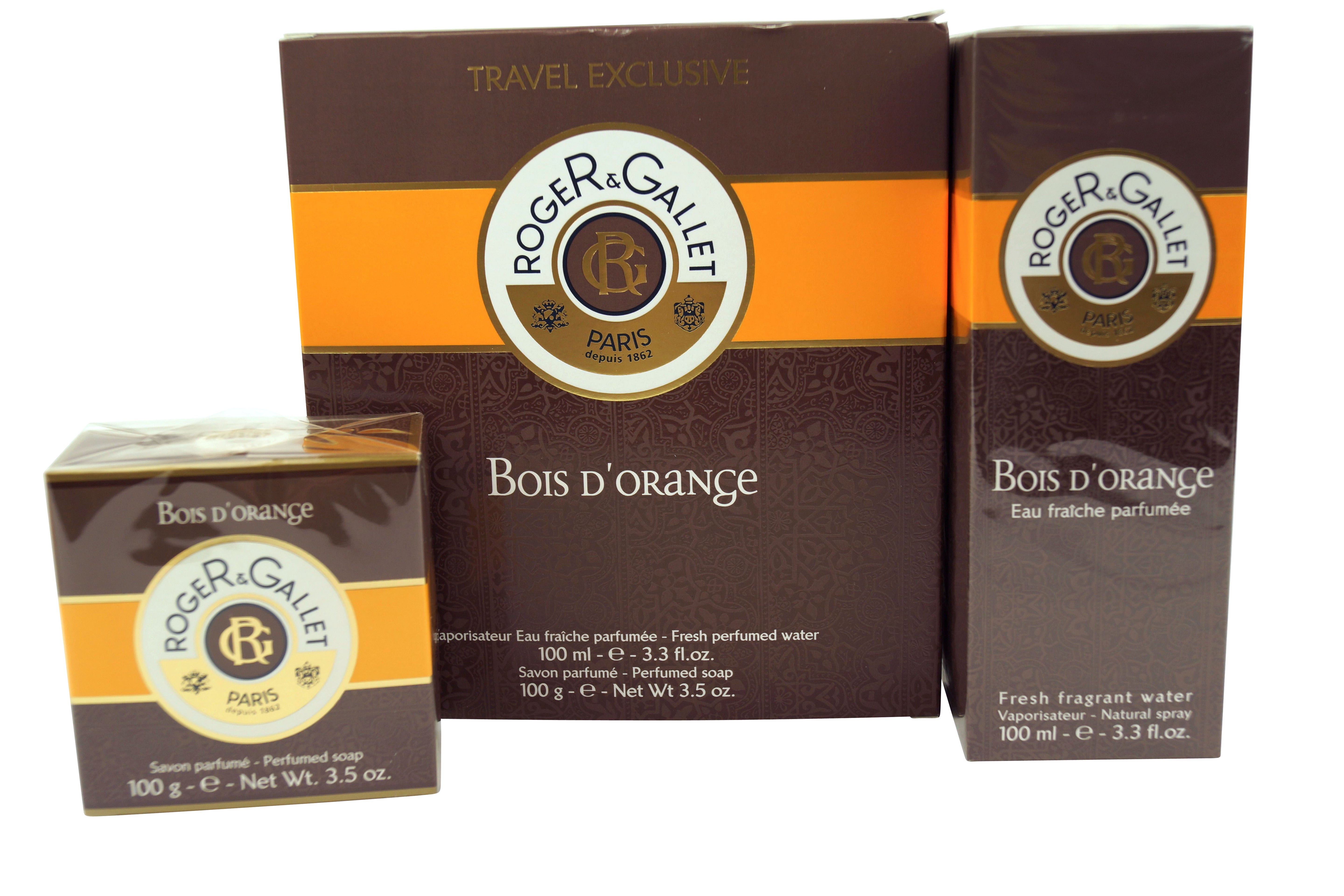 Roger & Gallet Travel Kit Eau de Fraiche Bois D'orange 3.3 oz & Bar Soap 3.5 oz