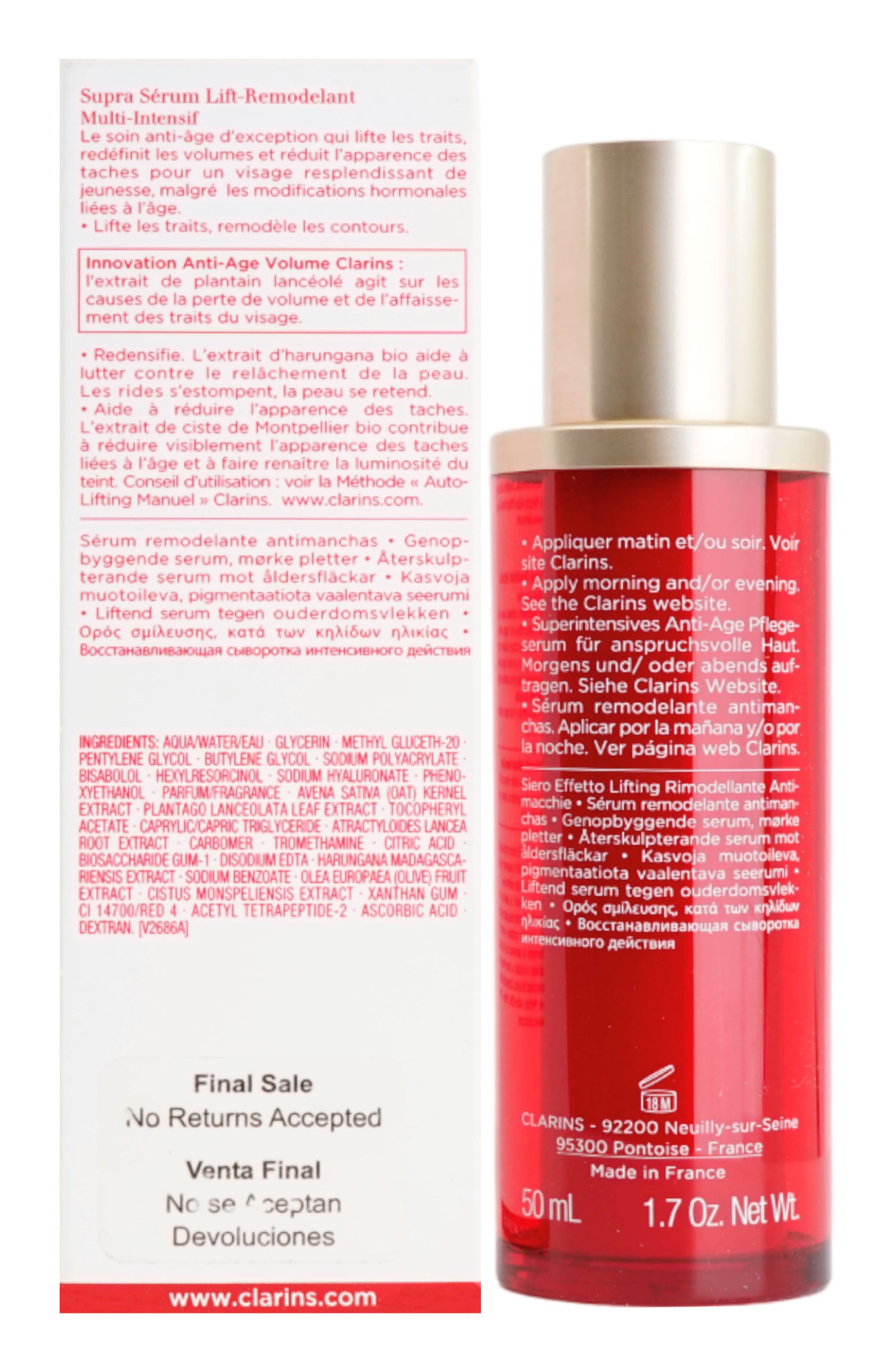 Clarins Super Restorative Remodeling Anti Aging Serum All Skin Types 1.7 OZ