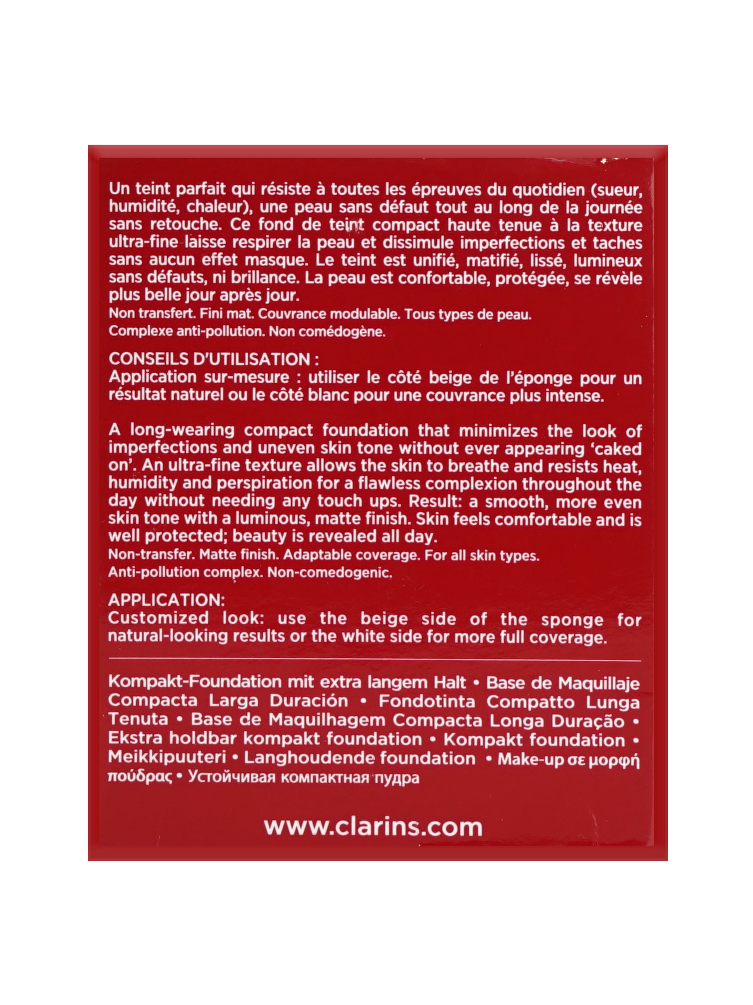 Clarins Everlasting Compact Long Wear & Comfort Foundation 0.3 OZ - CHOOSE YOUR SHADE