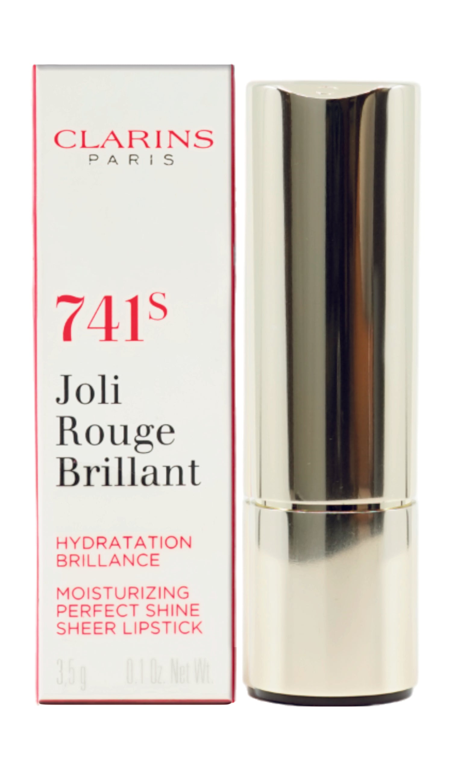 Clarins Joli Rouge Brilliant 741S Red Orange Sheer Lipstick 0.1 OZ 2 Pack