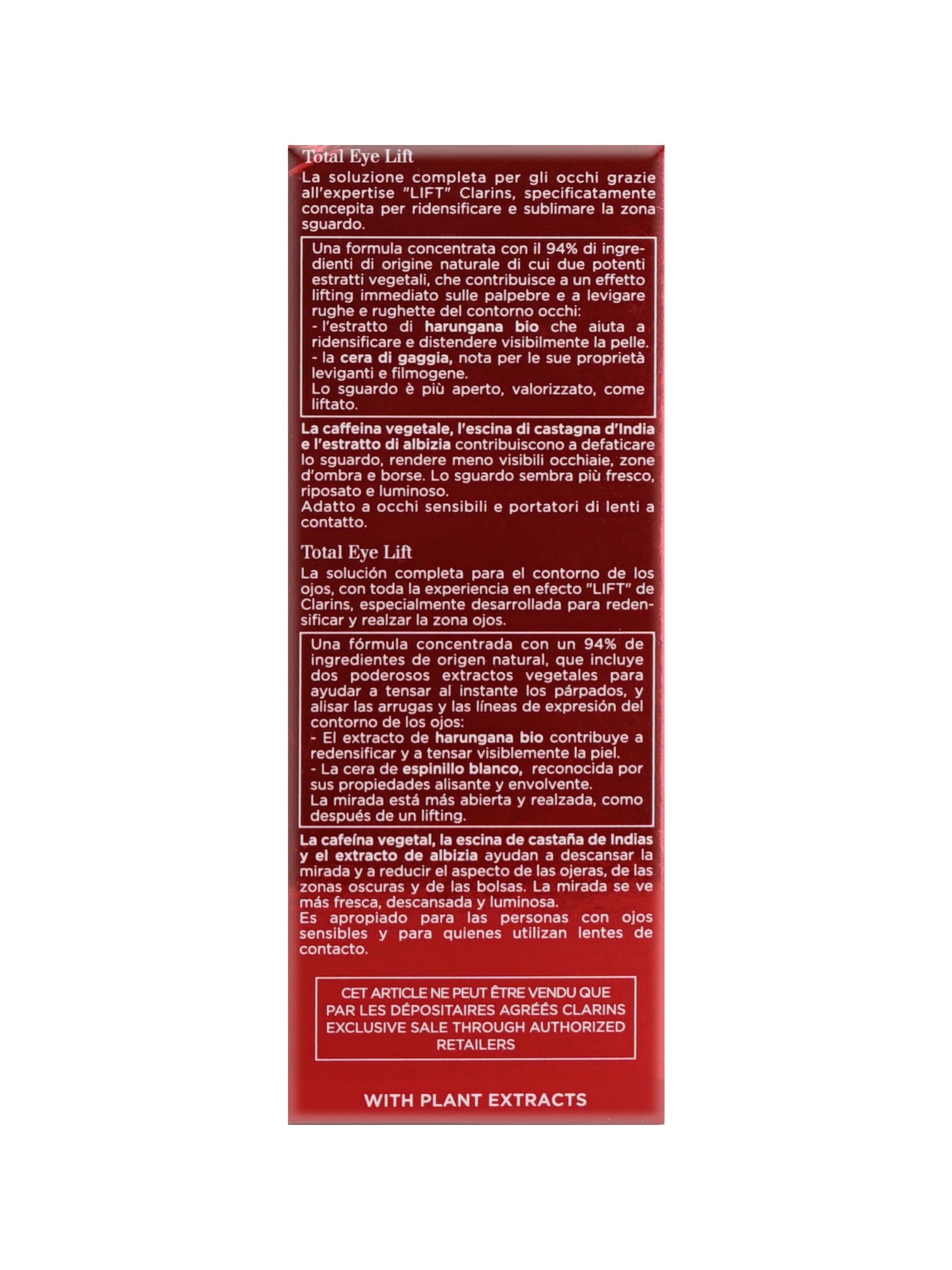 Clarins Total Eye Lift All Skin Types 0.5 OZ