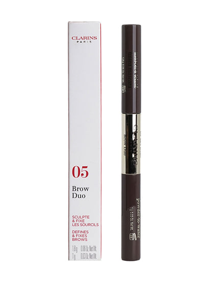 Clarins Brow DUO Defines & Fixes 05 Dark Brown All Skin Types 0.03 OZ