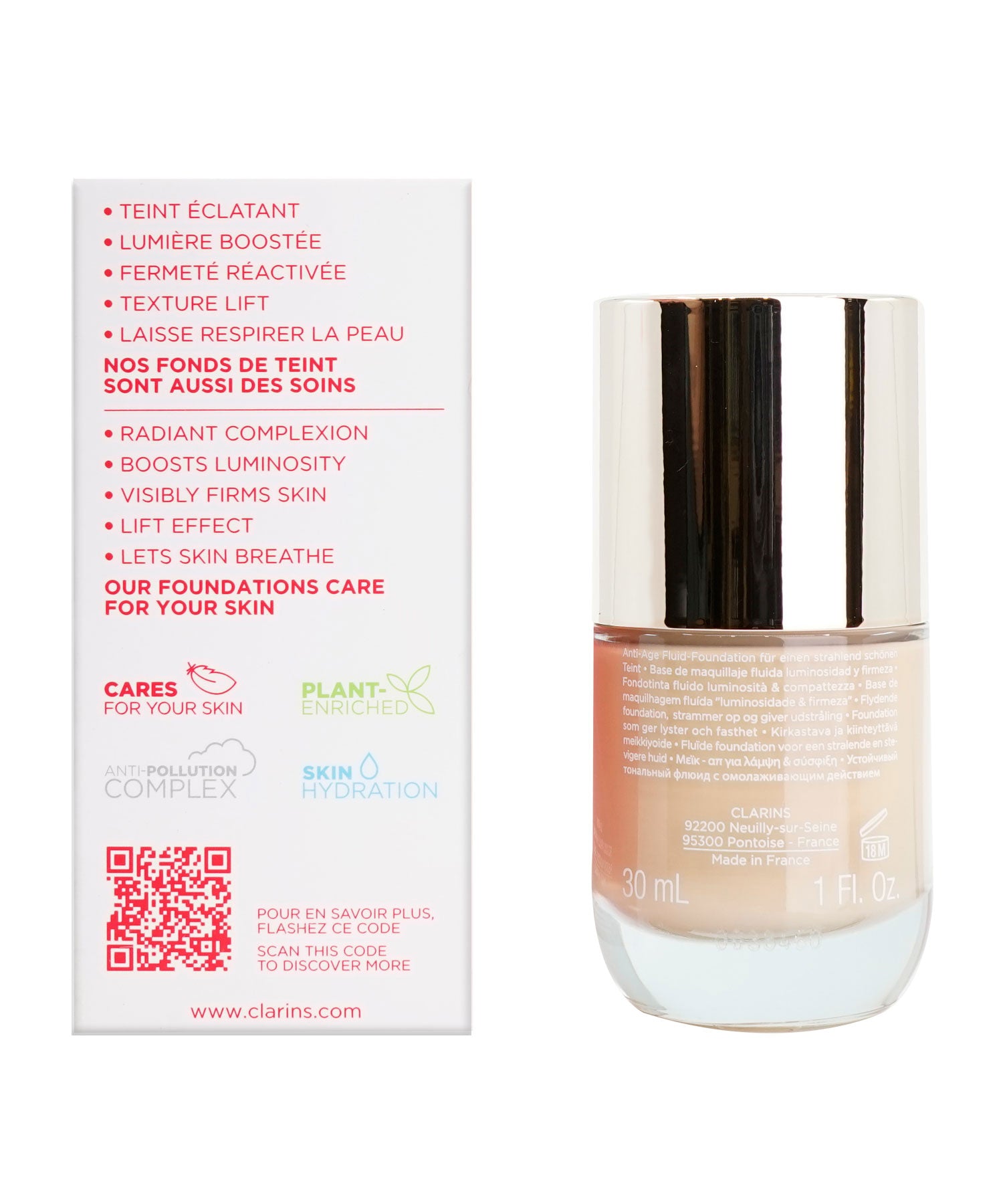 Clarins Everlasting Youth Fluid Illuminating & Firming Foundation 1 OZ - CHOOSE YOUR SHADE