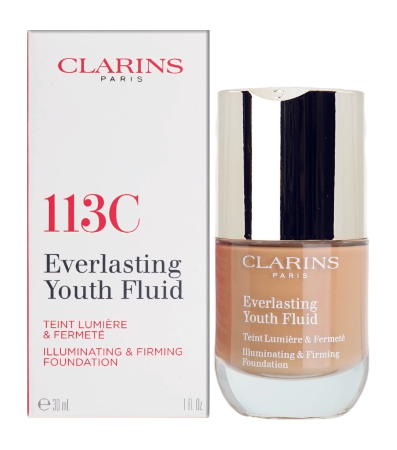 Clarins Everlasting Youth Fluid Illuminating & Firming Foundation 1 OZ - CHOOSE YOUR SHADE