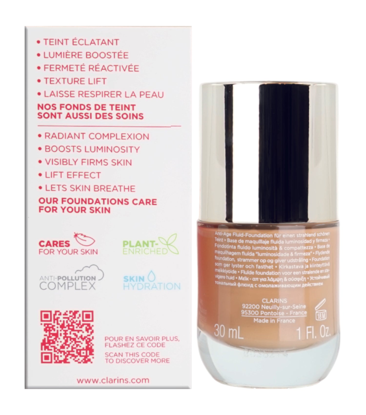 Clarins Everlasting Youth Fluid Illuminating & Firming Foundation 1 OZ - CHOOSE YOUR SHADE