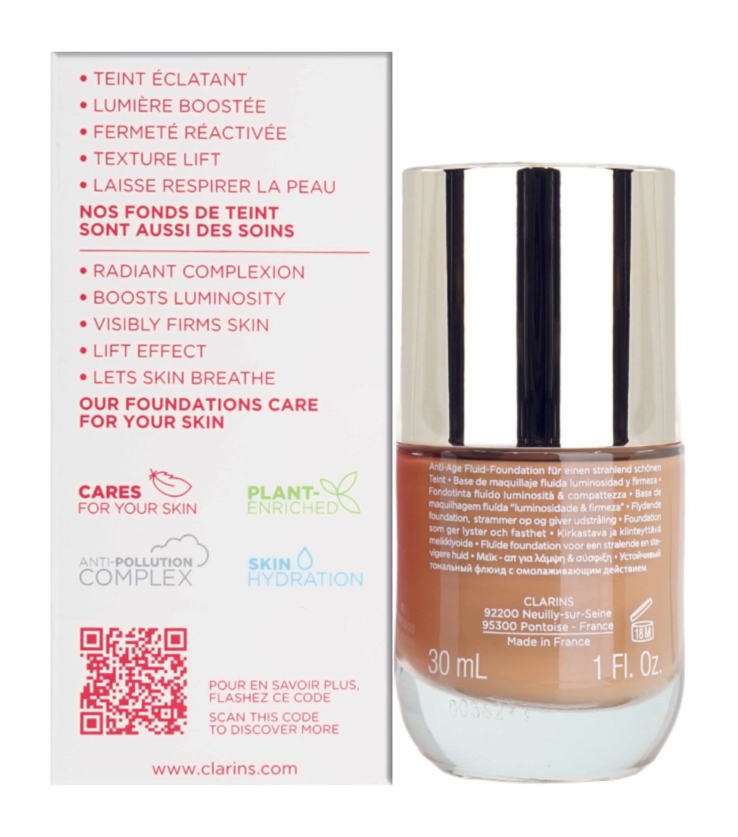 Clarins Everlasting Youth Fluid Illuminating & Firming Foundation 1 OZ - CHOOSE YOUR SHADE