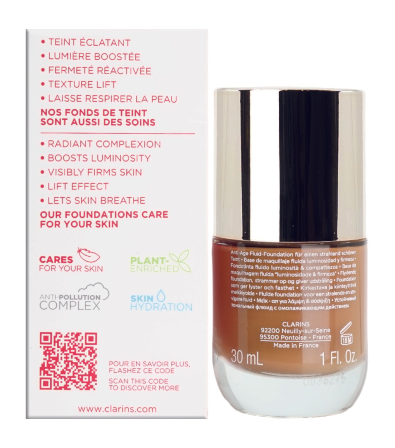 Clarins Everlasting Youth Fluid Illuminating & Firming Foundation 1 OZ - CHOOSE YOUR SHADE