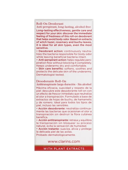 Clarins Roll On Deodorant Anti Perspirant Alcohol Free 1.7 OZ