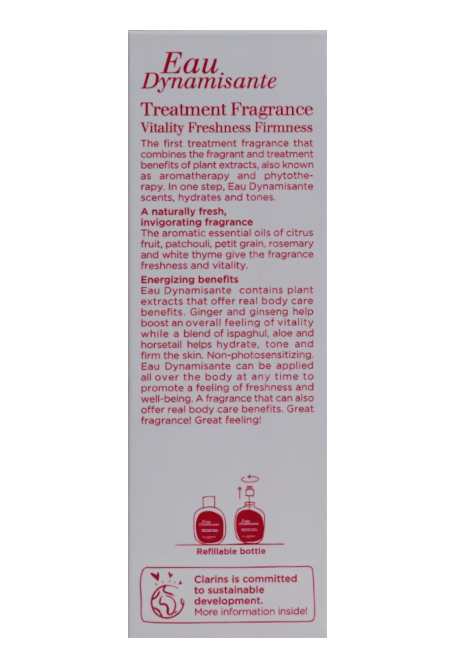 Clarins Eau Dynamisante Treatment Fragrance All Skin Types 3.3 OZ