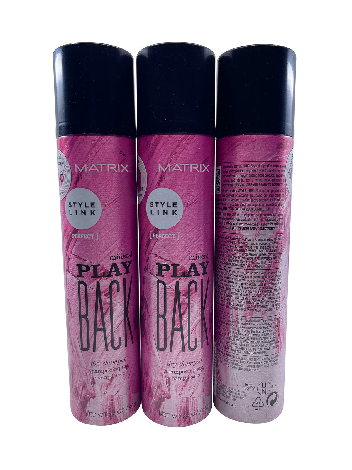 Matrix Style Link Play Back Mineral Dry Shampoo 3.4 OZ Set of 3