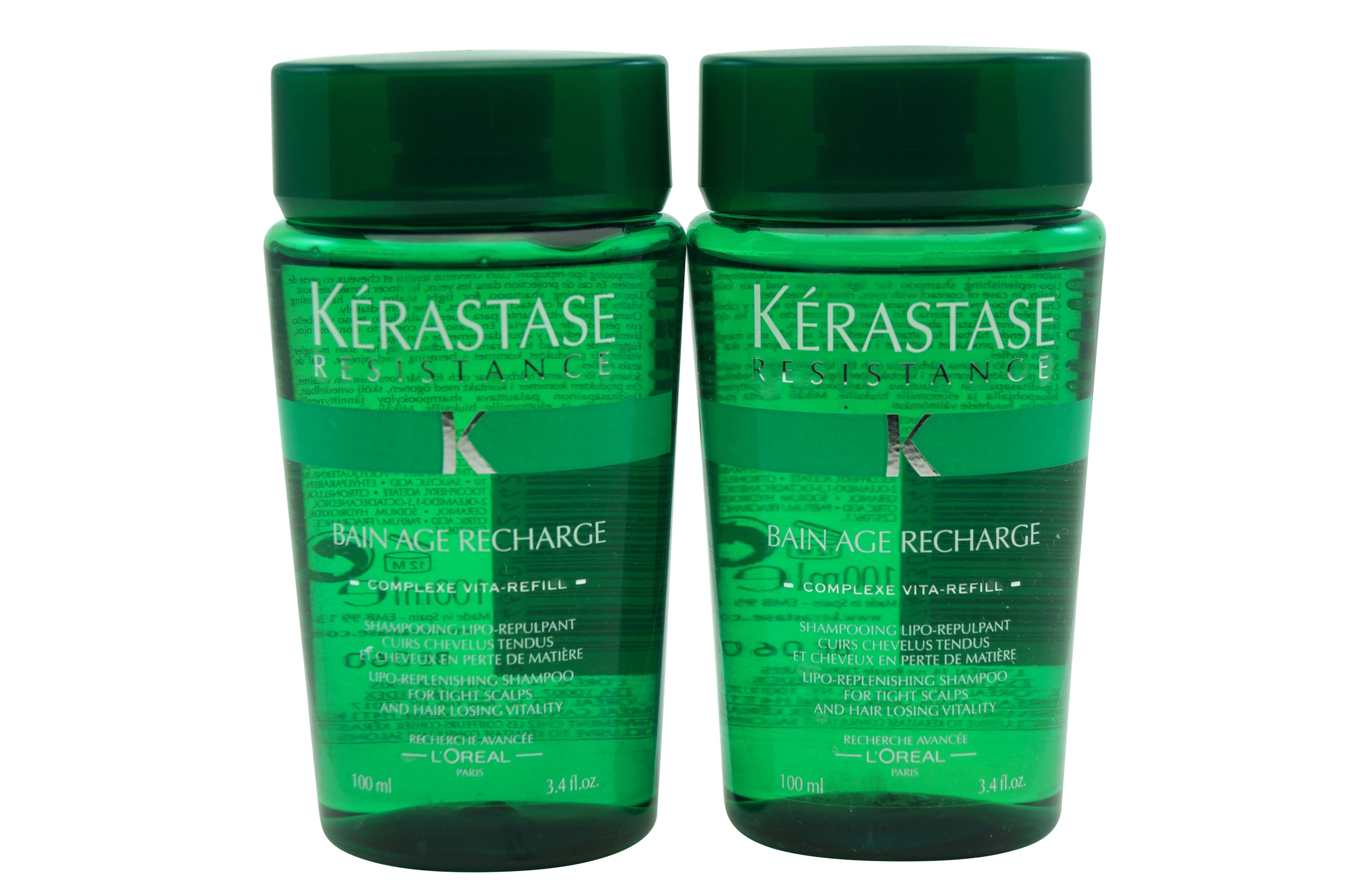 Kerastase Bain Age Recharge Shampoo 3.4 oz ea Set of Two Travel Size Bottles