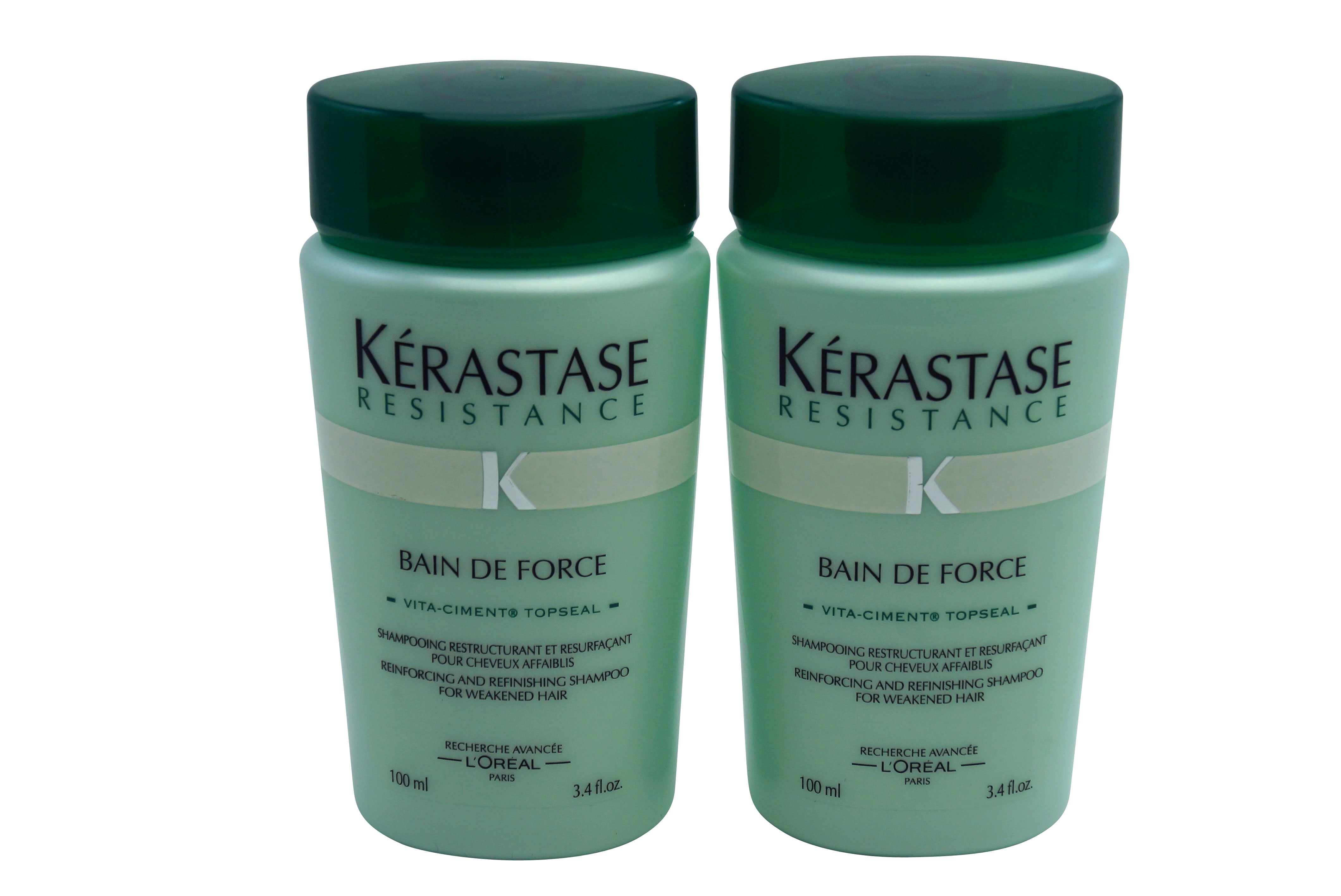 Kerastase Bain de Force Shampoo Travel 2.71 oz each Set of 2 Travel Size