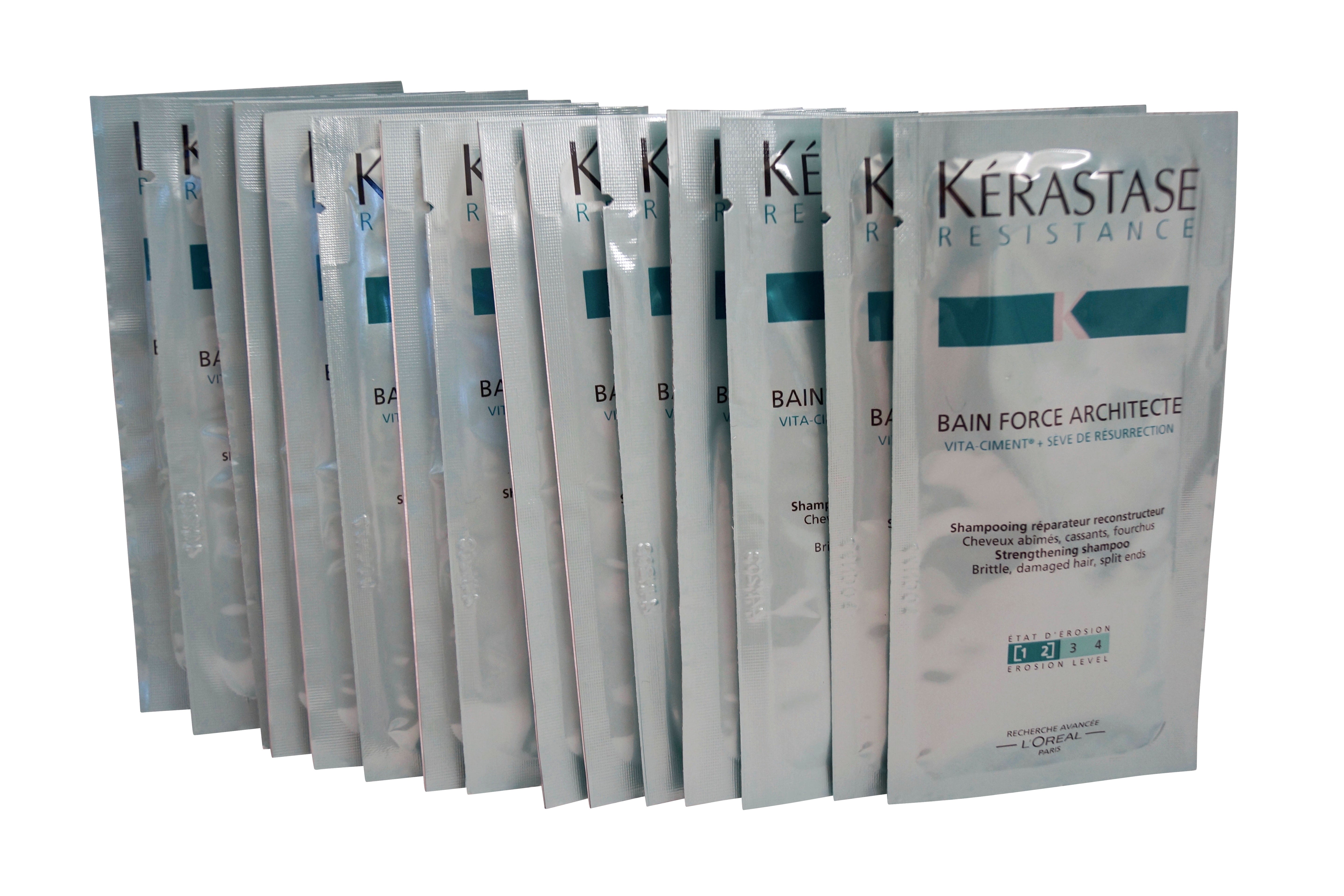 Kerastase Bain Force Architecte Shampoo Brittle Damaged Hair Sachets 0.34 OZ x15