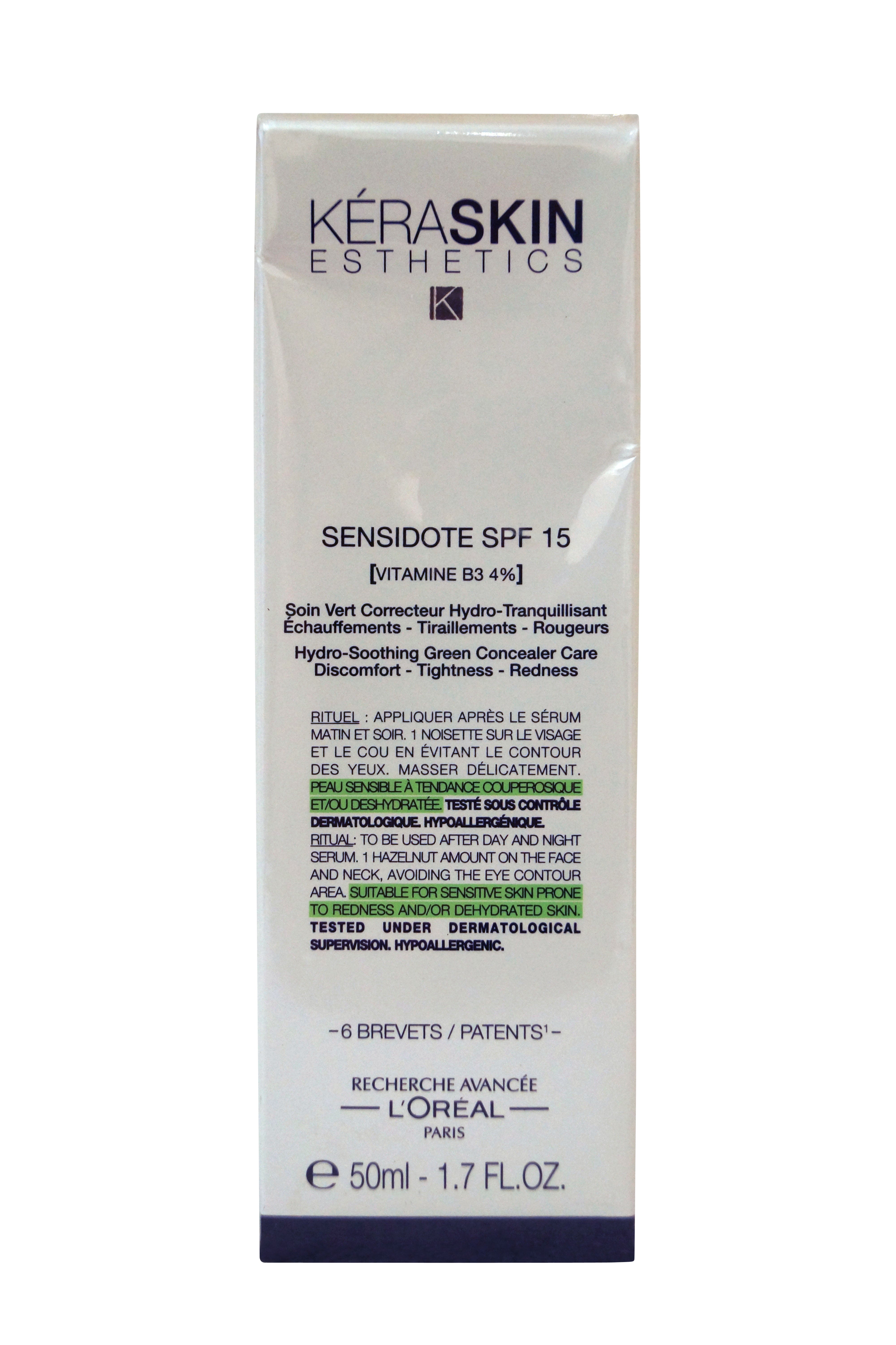 Keraskin Esthetics Sensidote SPF 15 Hydro-Soothing Green Concealer Care 1.7 oz