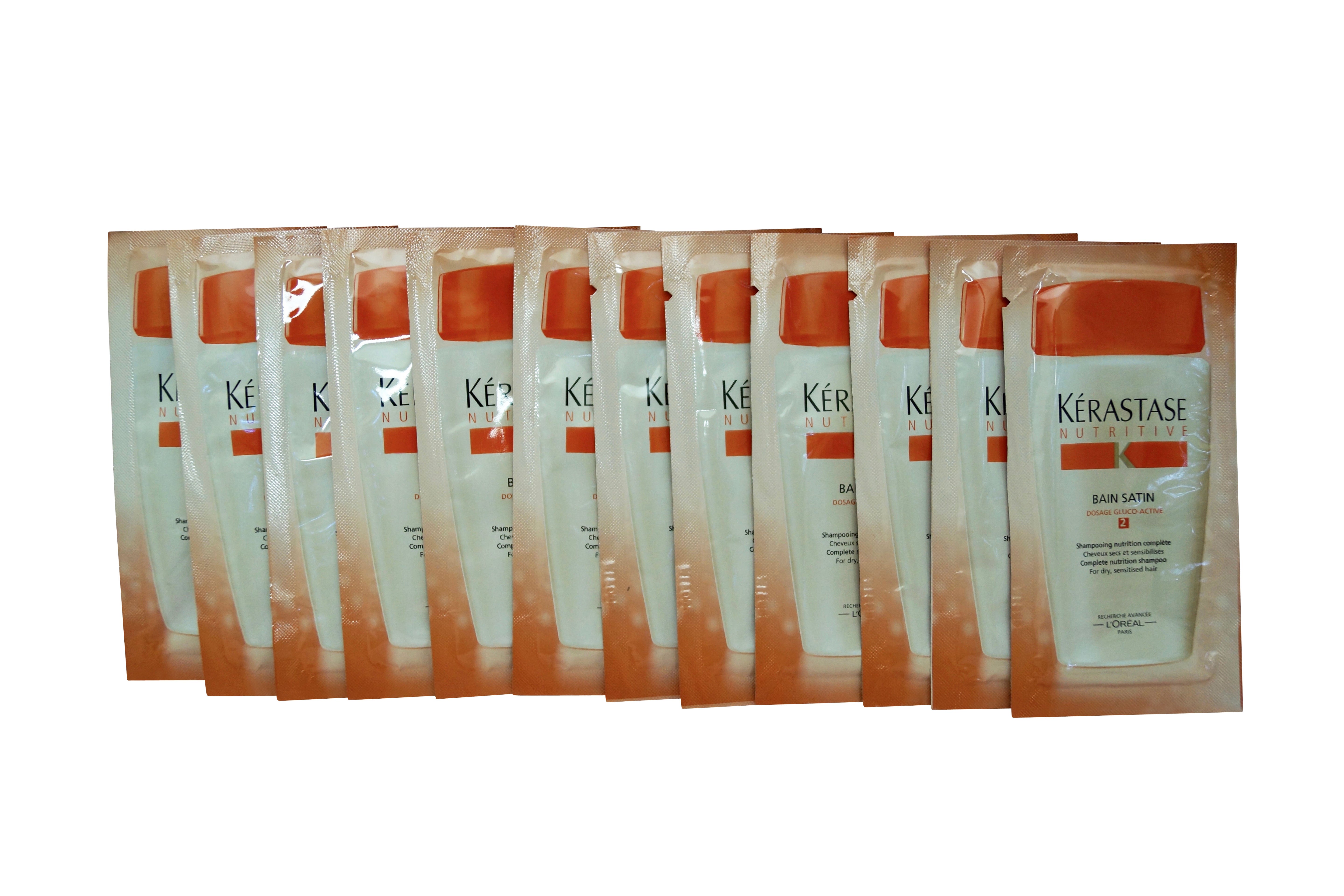 Kerastase Bain Satin 2 Shampoo Dry Sensitized Hair Travel Sachets 0.34 OZ x 12