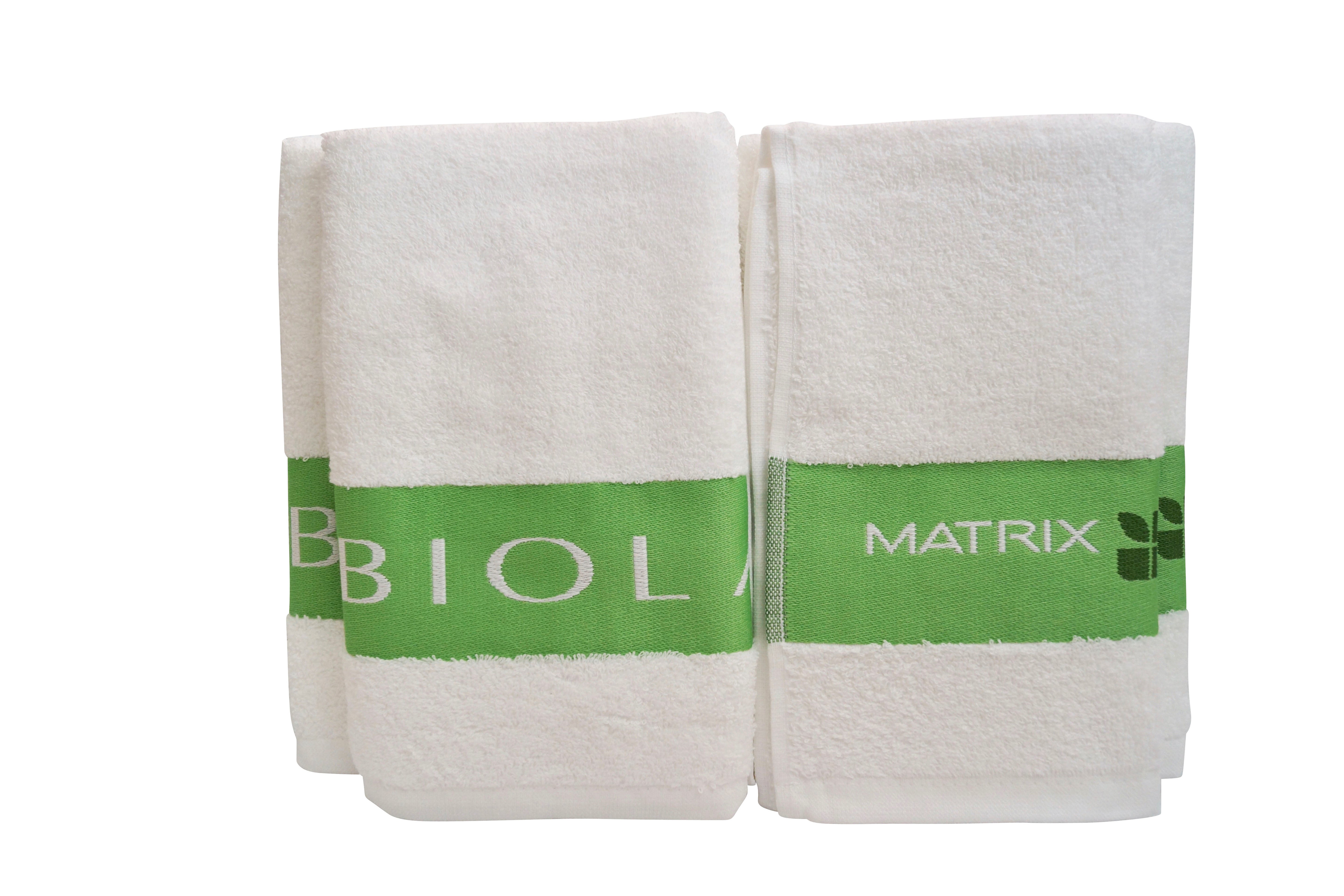 Matrix Professional White Green Stripe Salon Towel 18 W x 33 L Set of 4