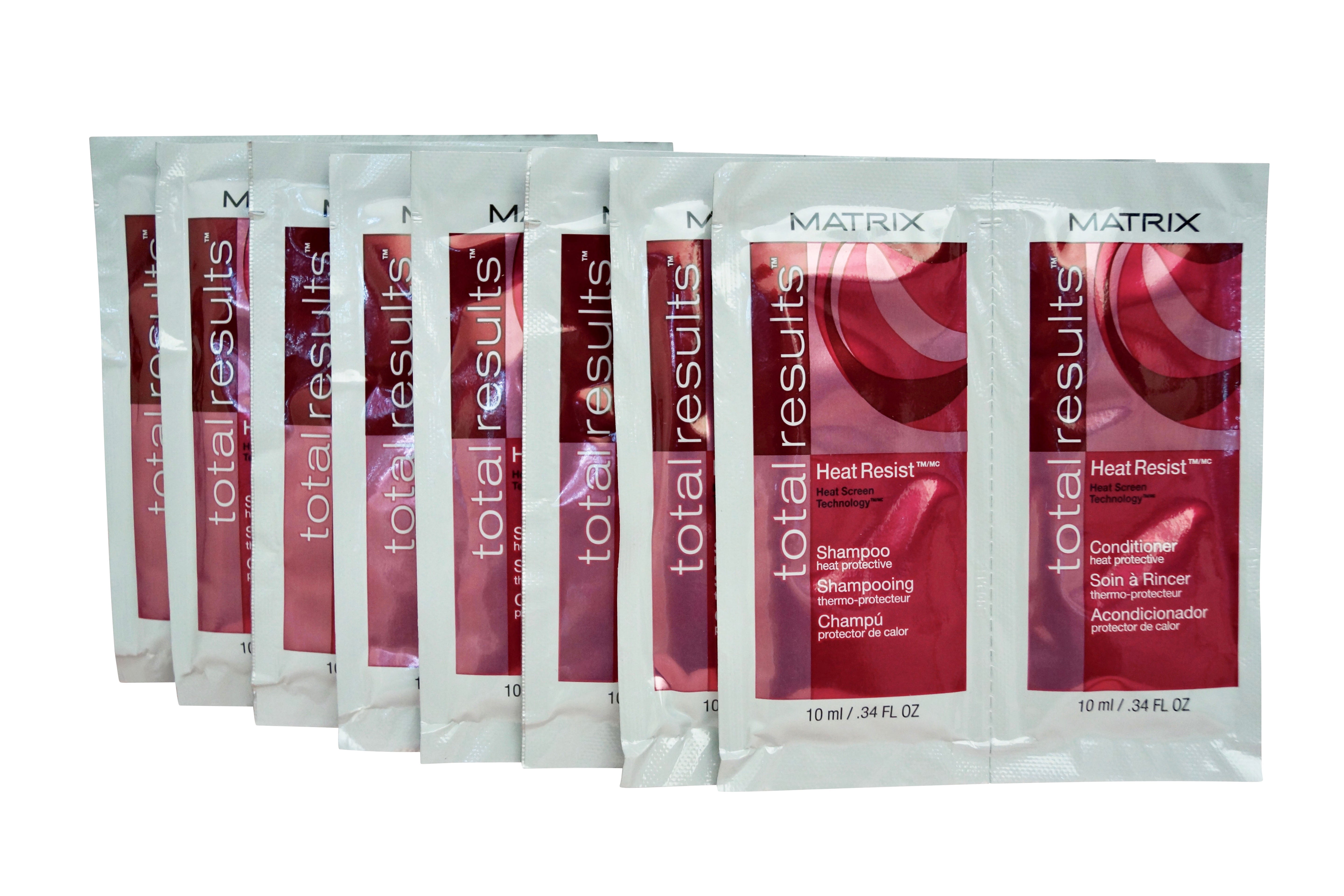 Matrix Heat Resist Shampoo & Conditioner Travel Sachets 0.34 OZ each set x 8